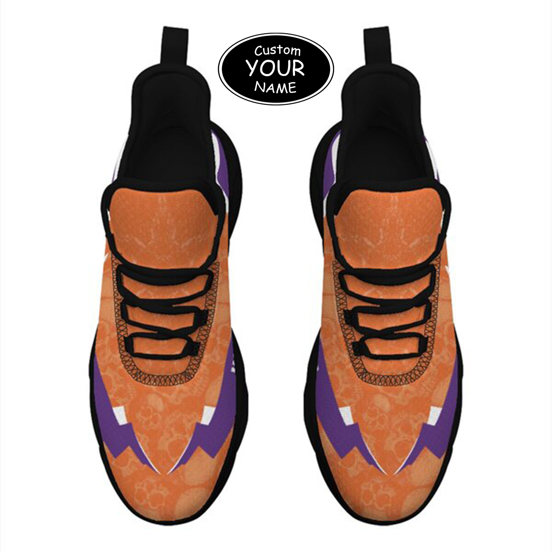 Max Sowl-25-cy-Clemson-1-6, Personalized Clemson Tigers Custom Max Sowl Shoes, Personalized Skull Sport Footwear, Custom Color-Blocked Running Shoes