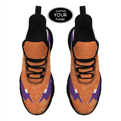 Max Sowl-25-cy-Clemson-1-6, Personalized Clemson Tigers Custom Max Sowl Shoes, Personalized Skull Sport Footwear, Custom Color-Blocked Running Shoes