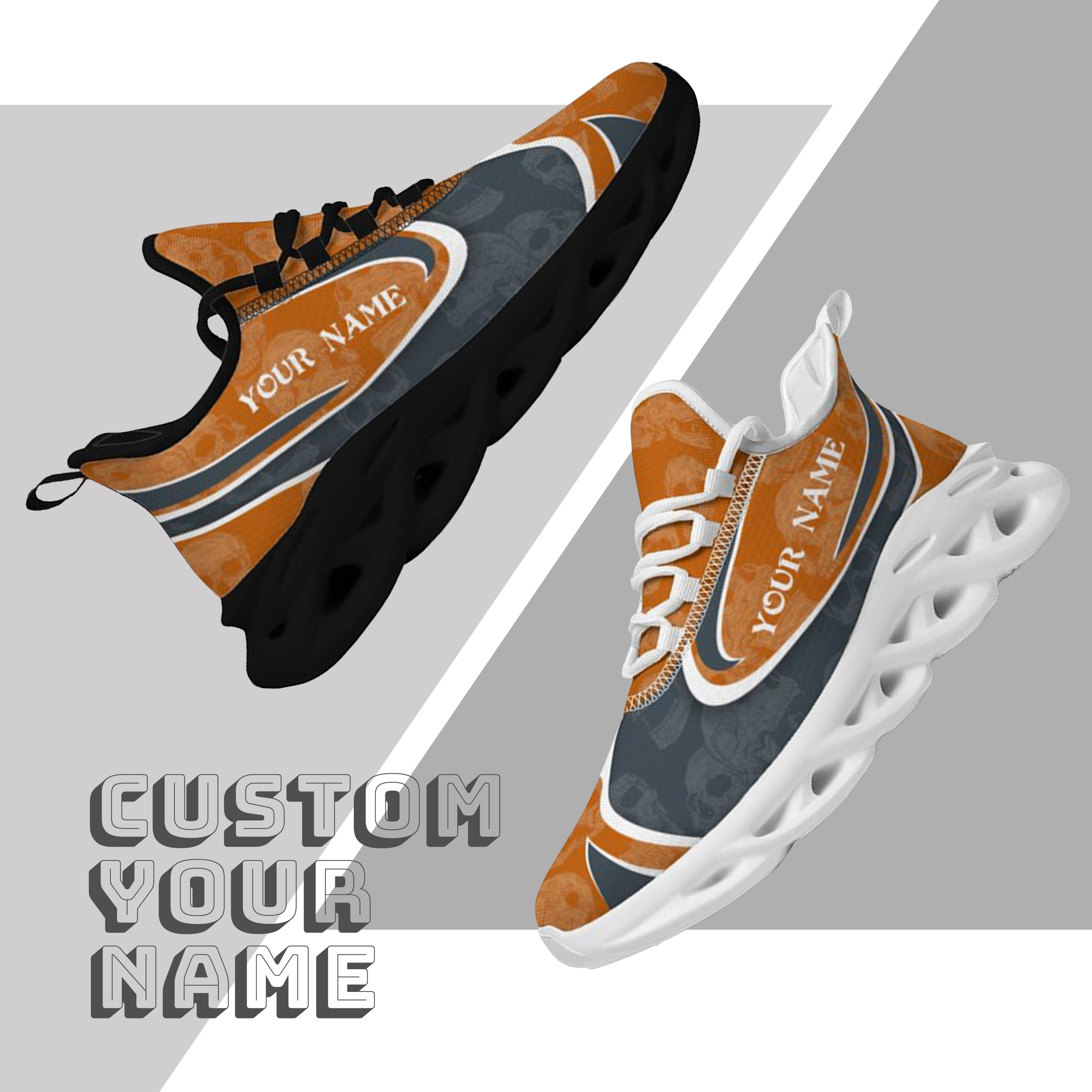 Max Sowl-25-cy-Austin-9-5, Personalized Texas Longhorns Custom Max Sowl Shoes, Personalized Skull Sport Footwear, Custom Color-Blocked Running Shoes