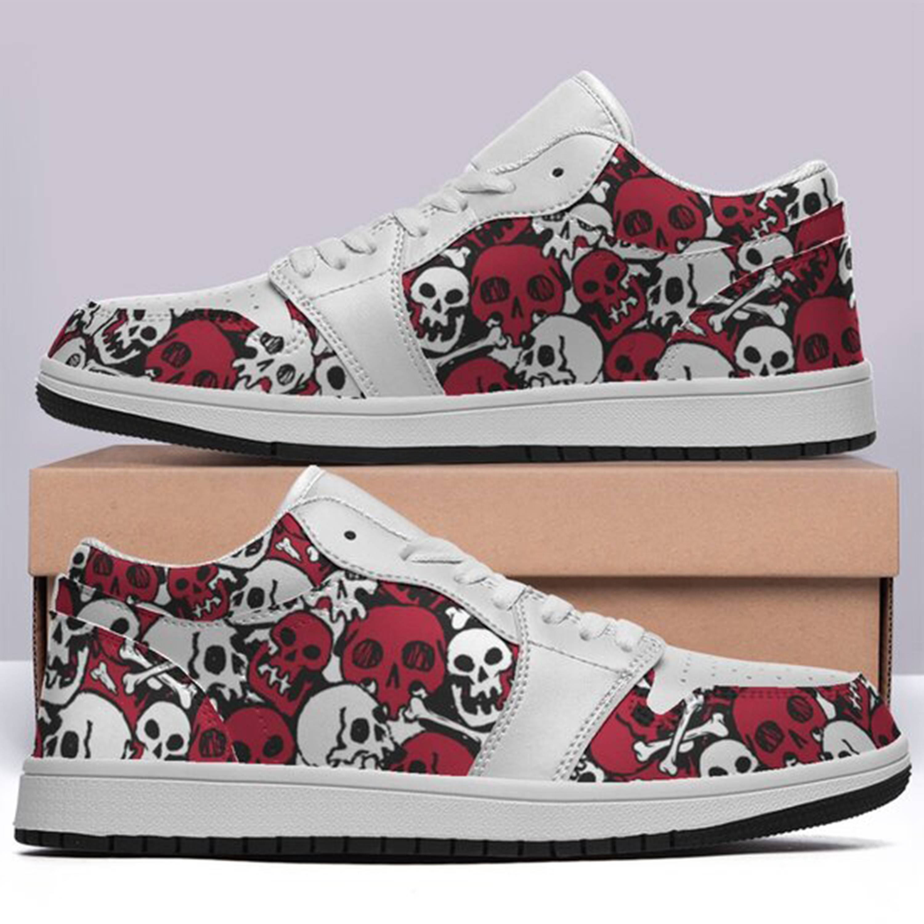 Jordan 1 Low-25-yy-skull-18, Jordan 1 Retro Low Sneakers, Personalized Gothic Shoes, Skull Design, Unisex Non Slip Walking Sneakers, Lightweight Breathable Running Shoes, Casual Sports Shoes, Unique Holidays Gifts