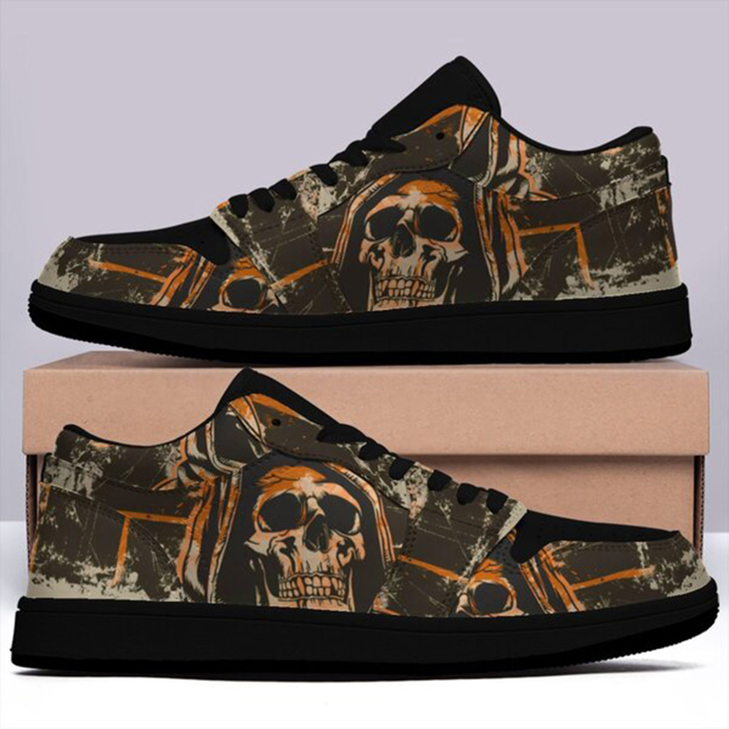 Jordan 1 Low-25-cy-skull-10, Jordan 1 Retro Low Sneakers, Personalized Gothic Shoes, Skull Design, Unisex Non Slip Walking Sneakers, Lightweight Breathable Running Shoes, Casual Sports Shoes, Unique Holidays Gifts