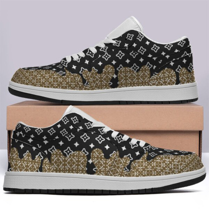 Jordan 1-25-yy-Quiet Luxe-4, Jordan 1 Retro Low Sneakers, Personalized Light Luxury Vintage Sneakers, Breathable Running Shoes, Printed Luxury-inspired Design, Anti-Slip Athletic Shoes, Lightweight Walking Sneakers