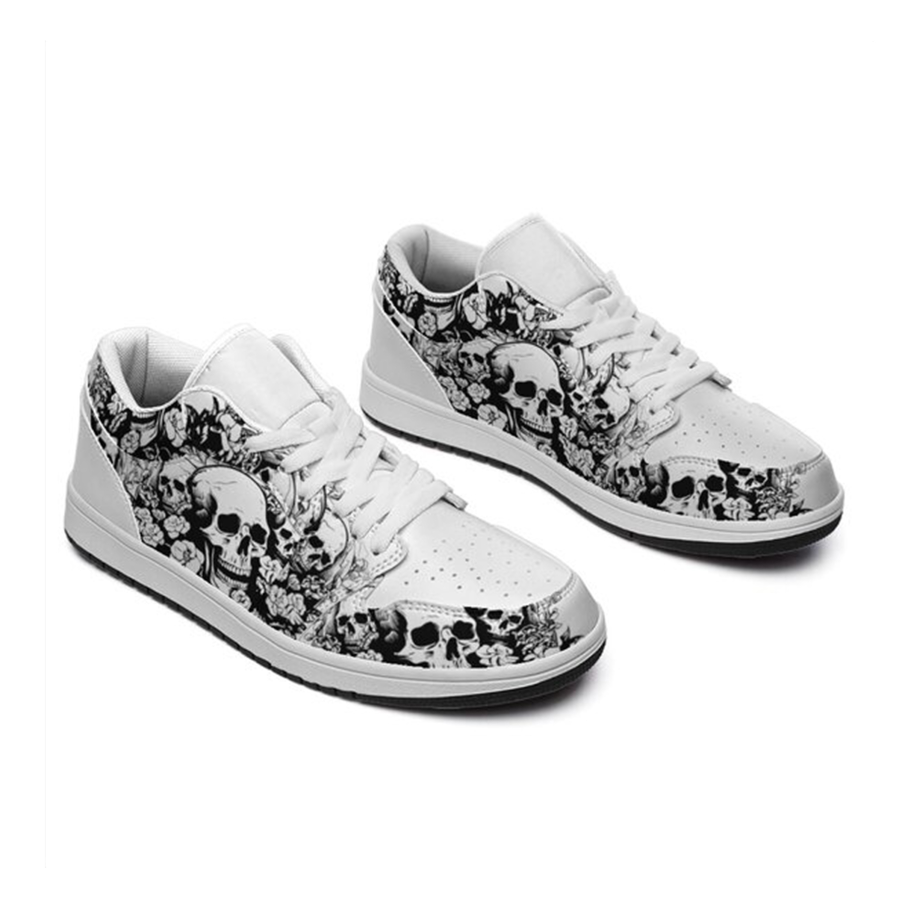 Jordan 1 Low-25-cy-skull-21, Jordan 1 Retro Low Sneakers, Personalized Gothic Shoes, Skull Design, Unisex Non Slip Walking Sneakers, Lightweight Breathable Running Shoes, Casual Sports Shoes, Unique Holidays Gifts