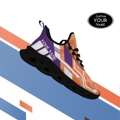 Max Sowl-25-yy-Clemson-1-5, Personalized Clemson Tigers Custom Max Sowl Shoes, Personalized Skull Sport Footwear, Custom Color-Blocked Running Shoes