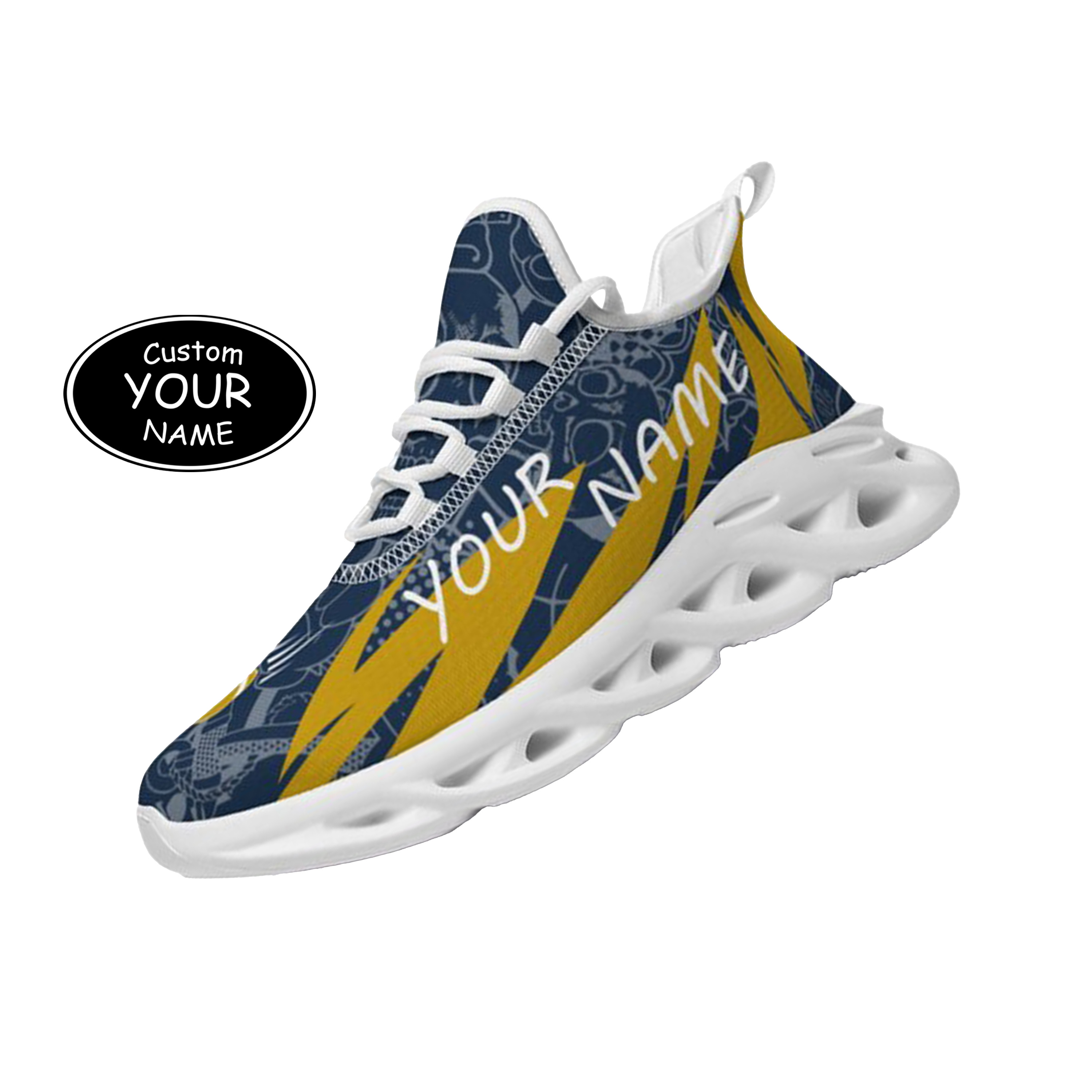 Max Sowl-25-yy-South Bend-5-4, Personalized Notre Dame Fighting Irish Custom Max Sowl Shoes, Personalized Sport Footwear, Custom Color-Blocked Running Shoes