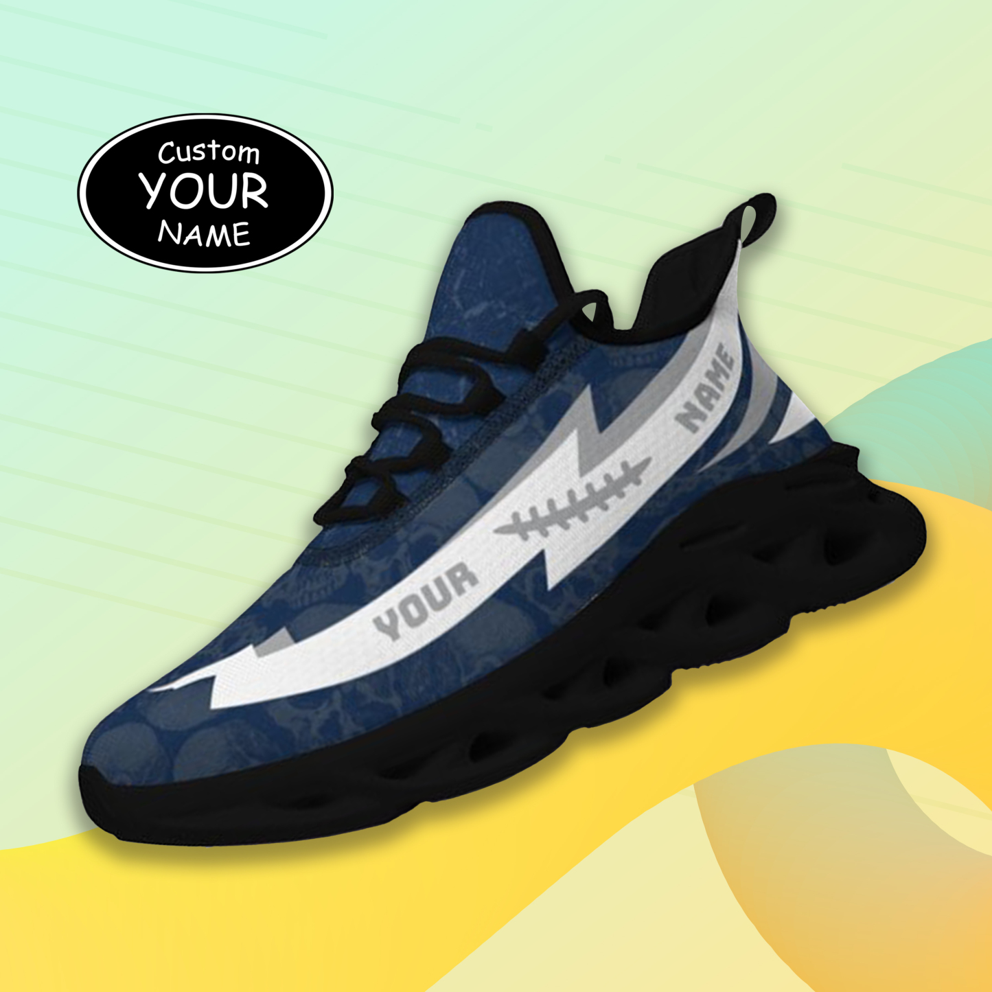 Max Sowl-25-cy-State College-17-6, Personalized Penn State Nittany Lions Custom Max Sowl Shoes, Personalized Skull Sport Footwear, Custom Color-Blocked Running Shoes