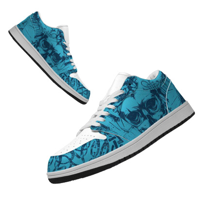 Jordan 1 Low-25-yy-skull-1, Jordan 1 Retro Low Sneakers, Personalized Gothic Shoes, Skull Design, Unisex Non Slip Walking Sneakers, Lightweight Breathable Running Shoes, Casual Sports Shoes, Unique Holidays Gifts