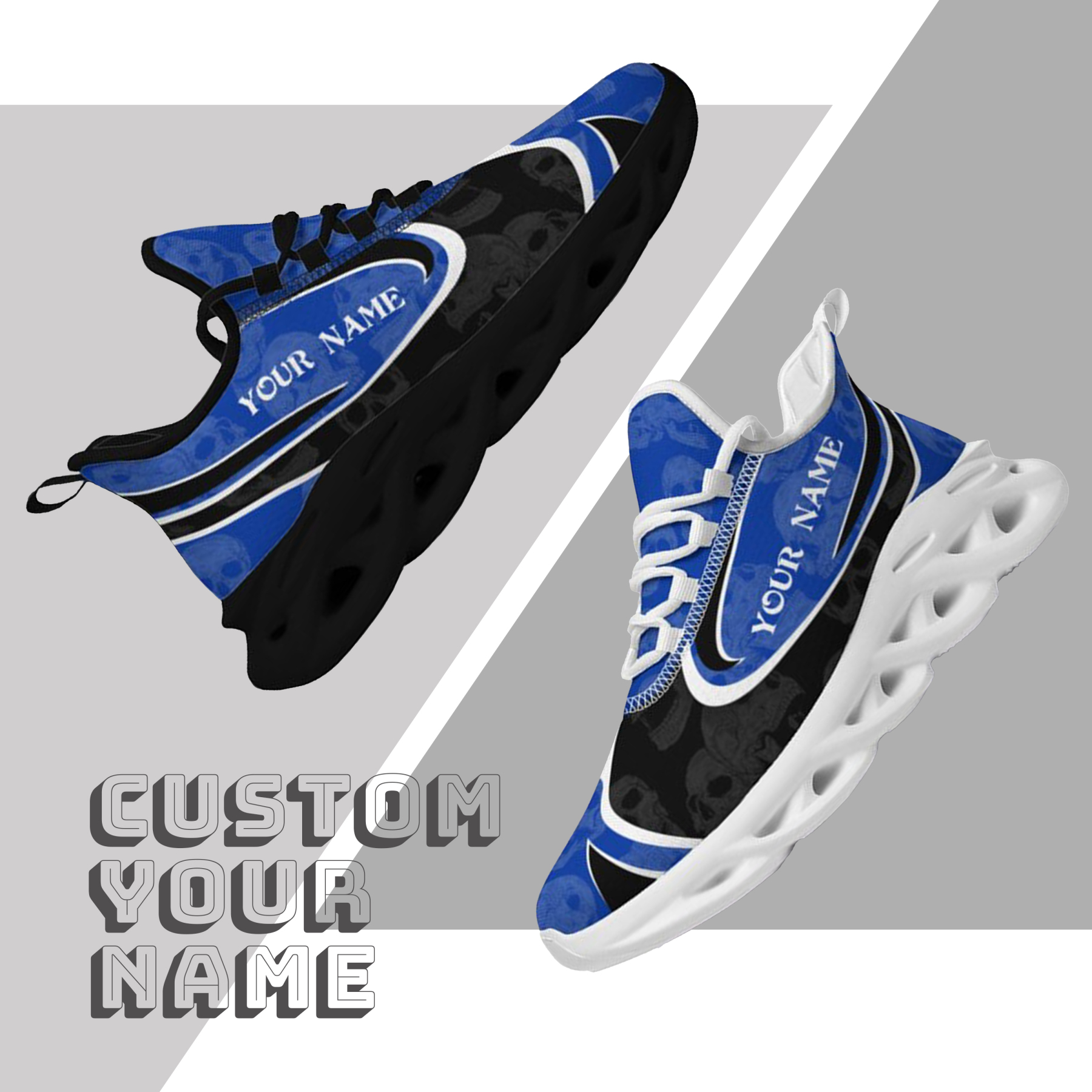 Personalized Kentucky Wildcats Custom Max Sowl Shoes, Personalized Skull Sport Footwear, Custom Color-Blocked Running Shoes