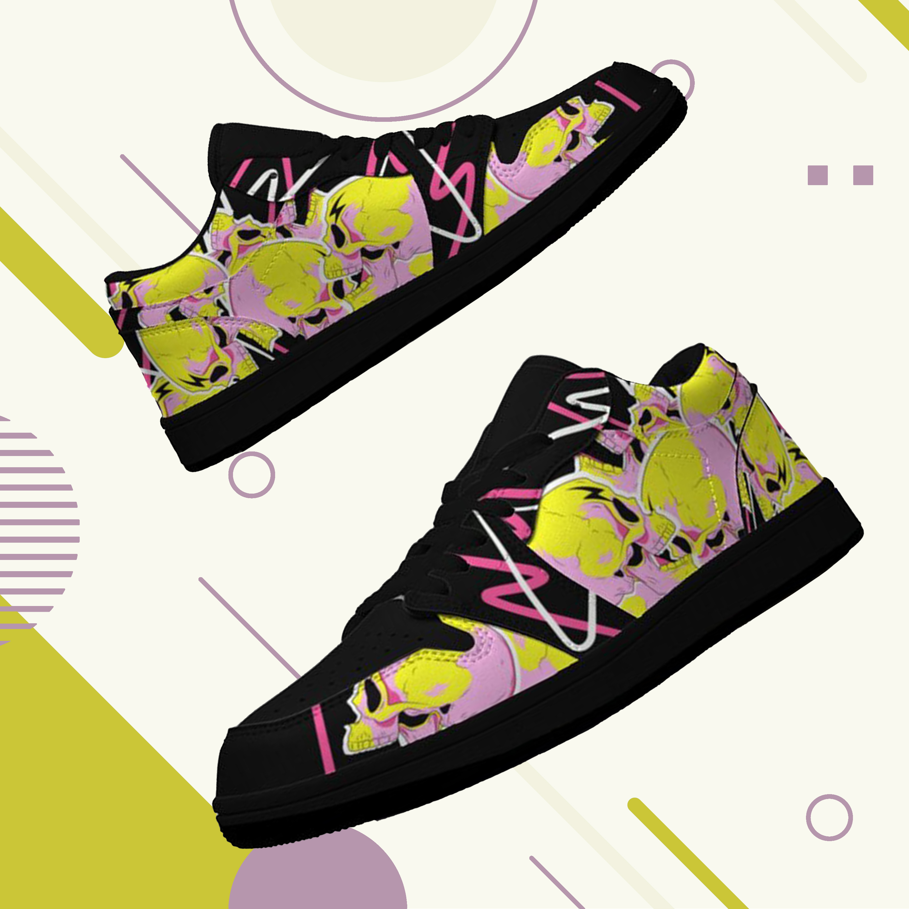 Jordan 1 Low-25-cy-skull-14, Jordan 1 Retro Low Sneakers, Personalized Gothic Shoes, Skull Design, Unisex Non Slip Walking Sneakers, Lightweight Breathable Running Shoes, Casual Sports Shoes, Unique Holidays Gifts