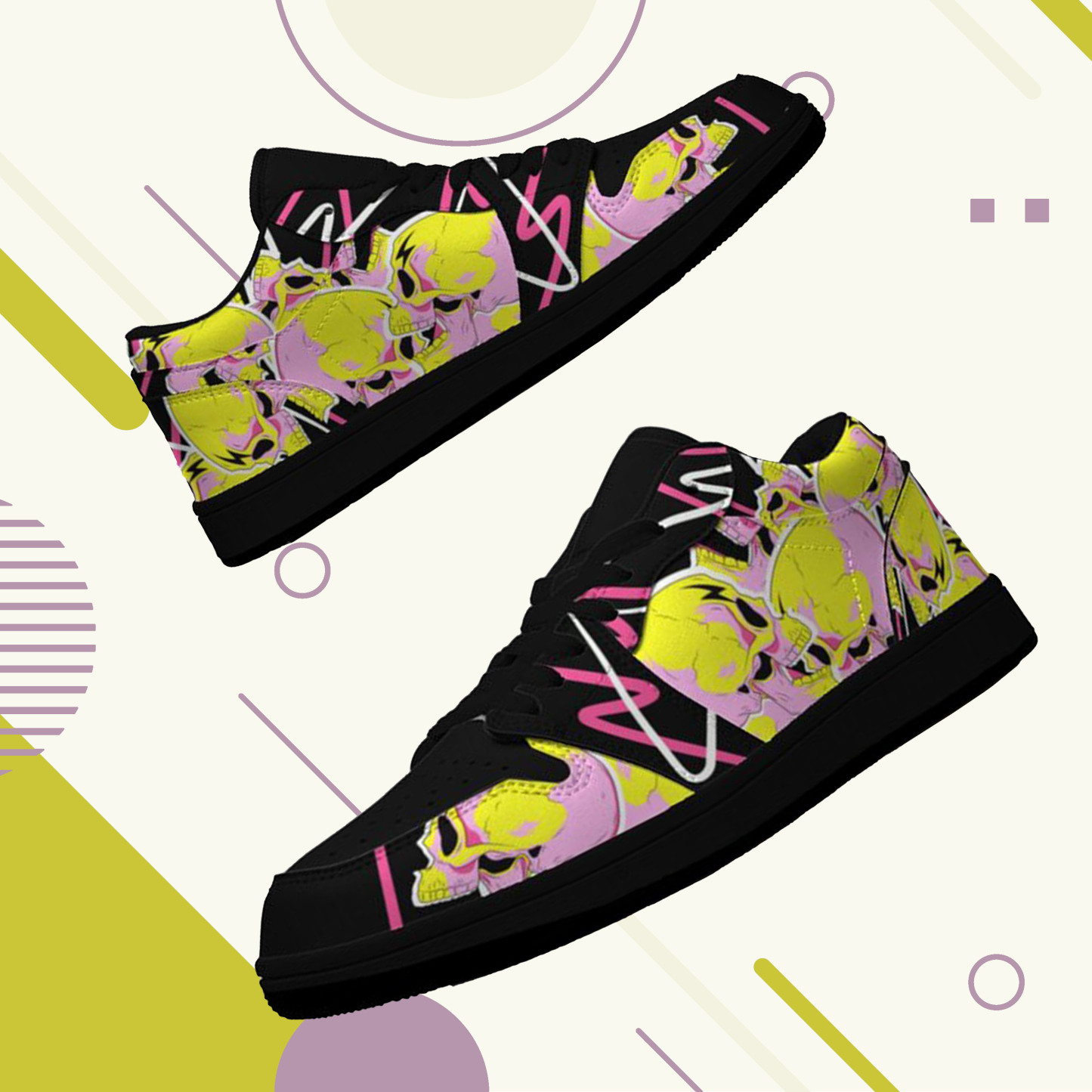 Jordan 1 Retro Low Sneakers, Personalized Gothic Shoes, Skull Design, Unisex Non Slip Walking Sneakers, Lightweight Breathable Running Shoes, Casual Sports Shoes, Unique Holidays Gifts