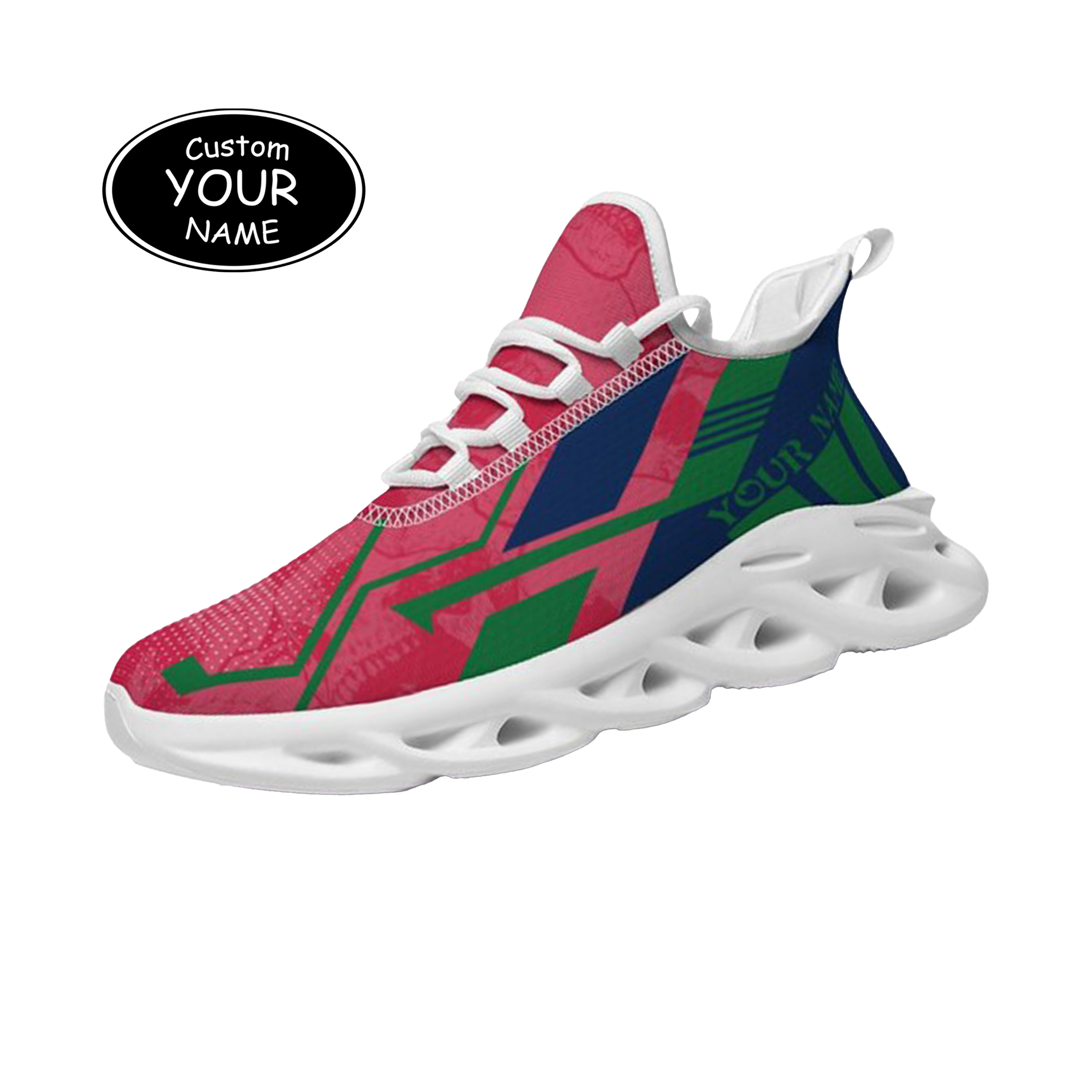 Max Sowl-25-yy-Fresno-18-5, Personalized Fresno State Bulldogs Custom Max Sowl Shoes, Personalized Skull Sport Footwear, Custom Color-Blocked Running Shoes