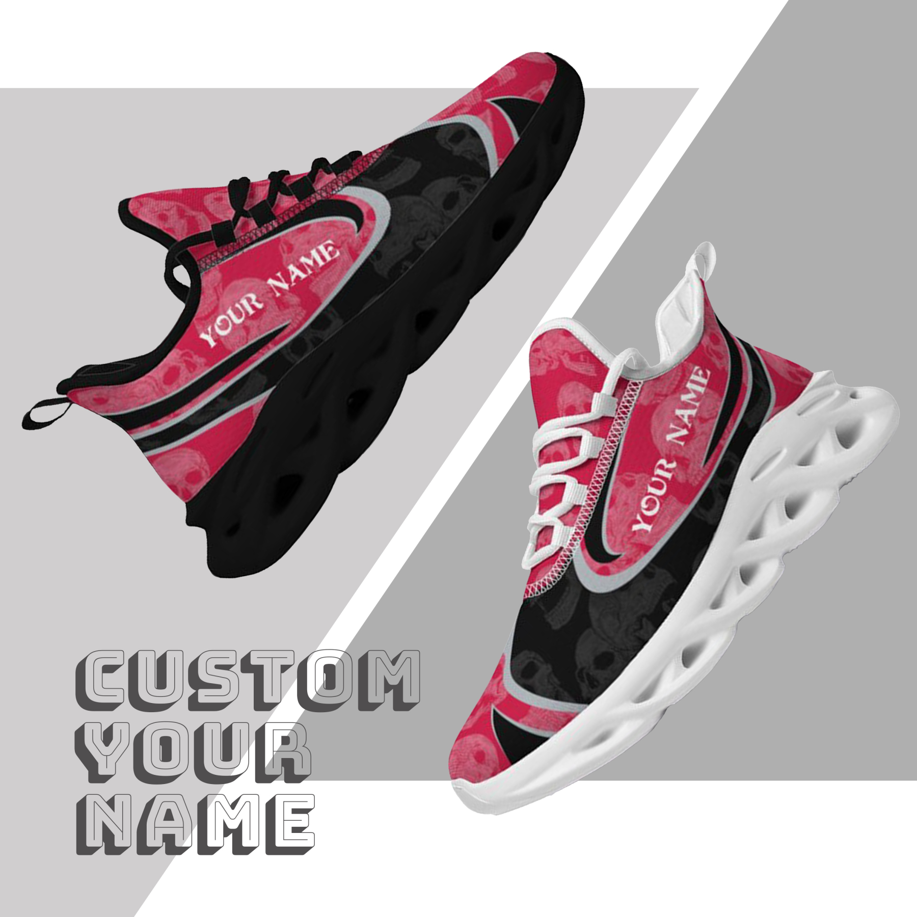 Personalized Ohio State Buckeyes Custom Max Sowl Shoes, Personalized Skull Sport Footwear, Custom Color-Blocked Running Shoes