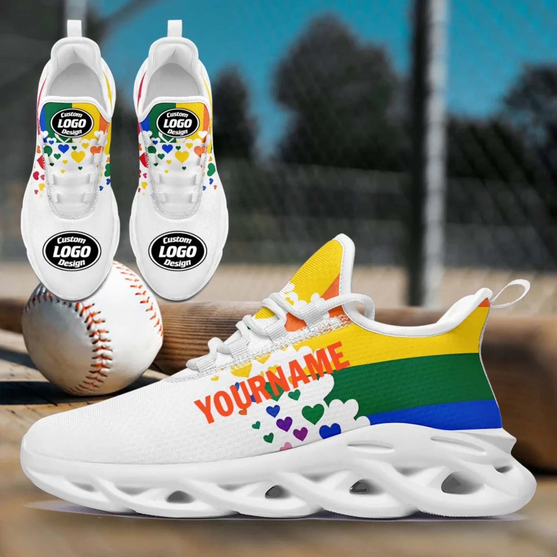 Personalized Pride Moon Sneakers, Custom LGBTQ+ Themed Shoes, Stylish & Supportive Shoes, Unisex Walking Shoes