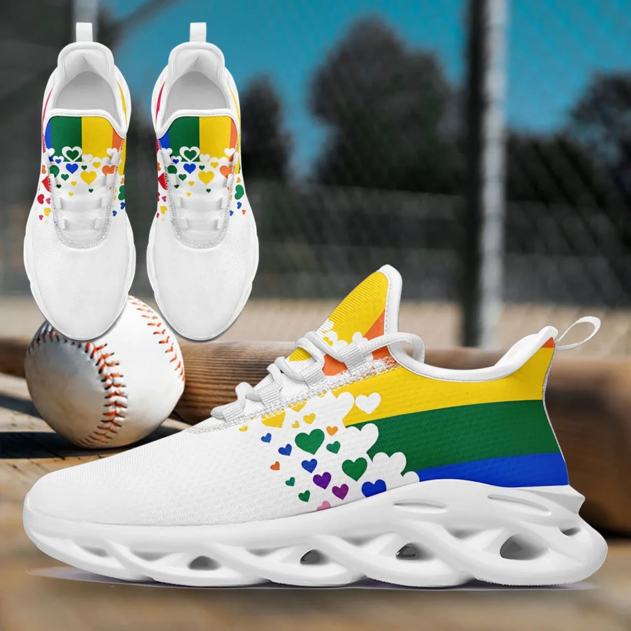 Personalized Pride Moon Sneakers, Custom LGBTQ+ Themed Shoes, Stylish & Supportive Shoes, Unisex Walking Shoes
