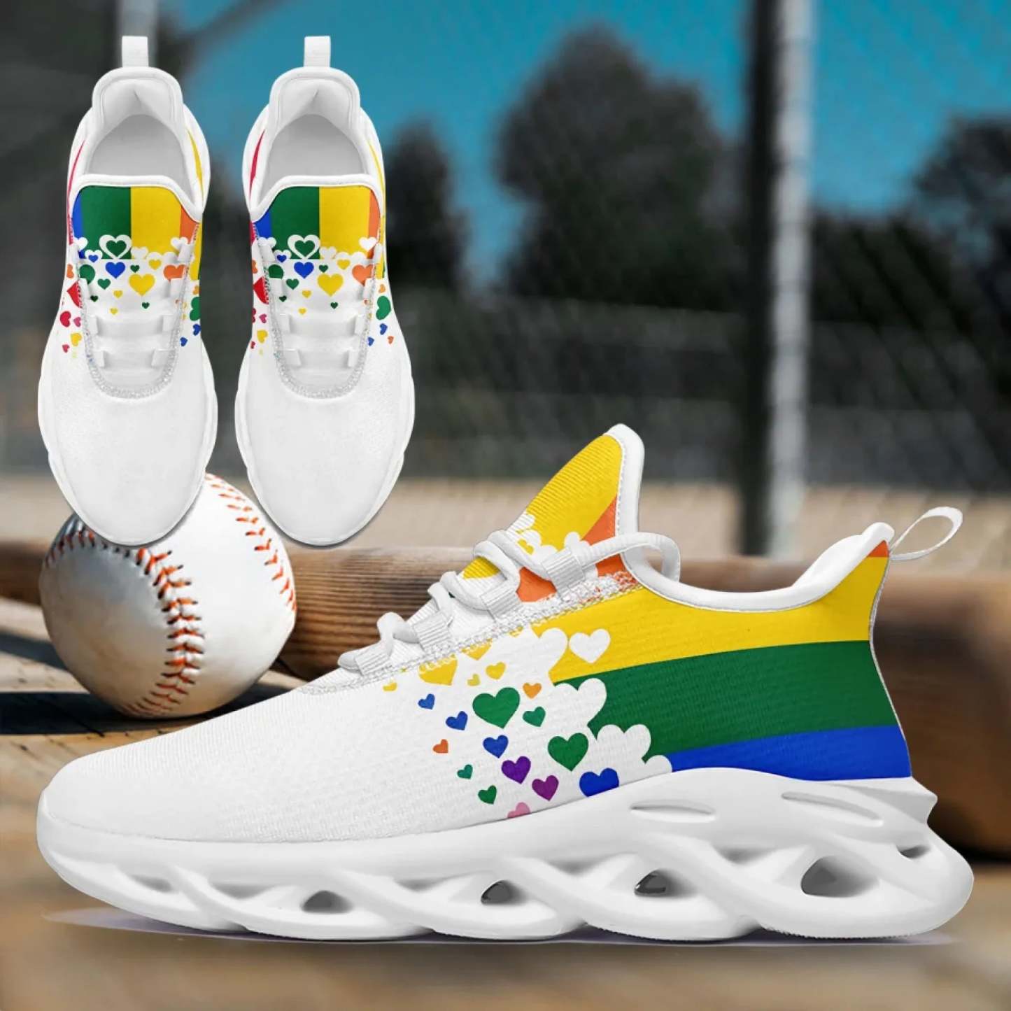 Personalized Pride Moon Sneakers, Custom LGBTQ+ Themed Shoes, Stylish & Supportive Shoes, Unisex Walking Shoes