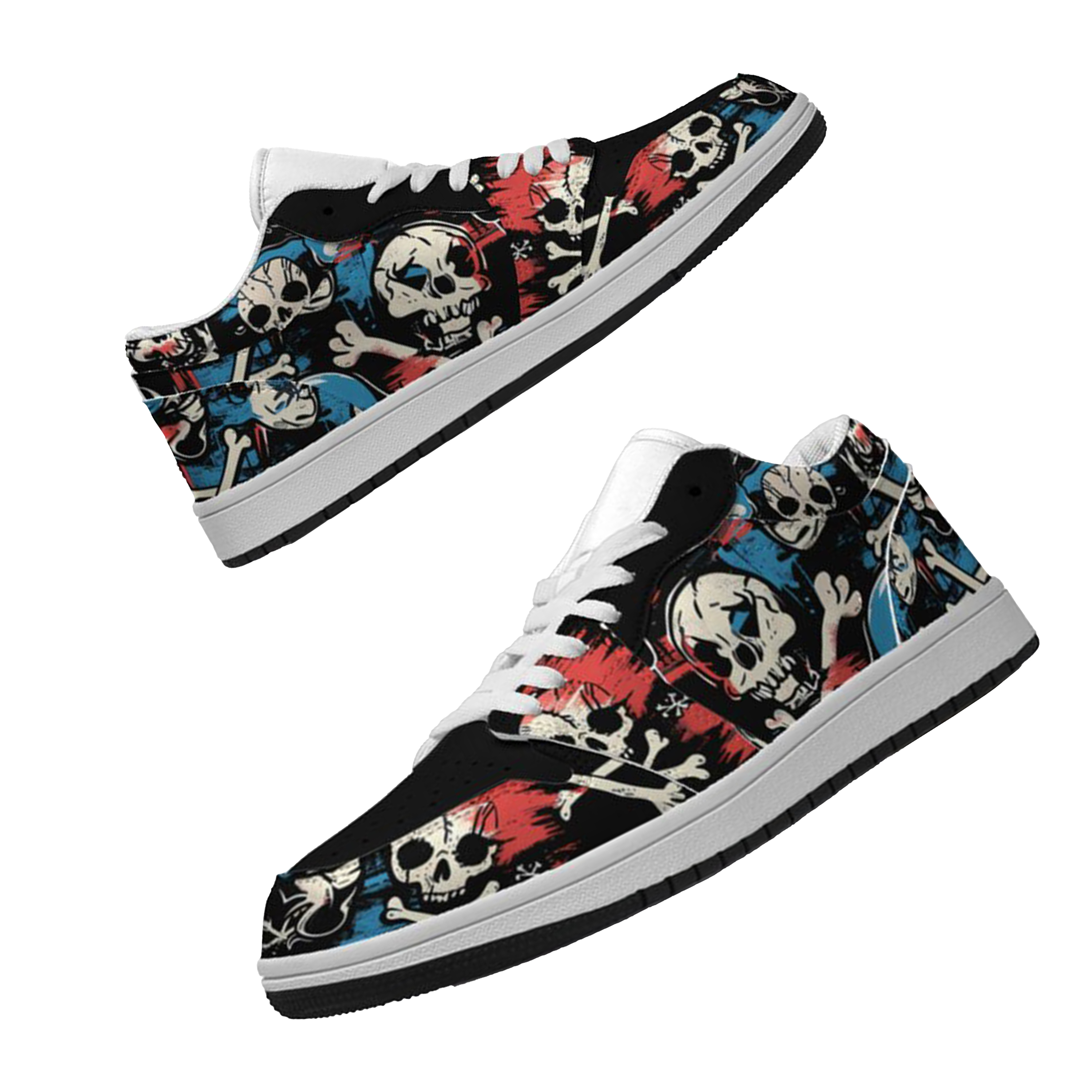 Jordan 1 Low-25-cy-skull-18, Jordan 1 Retro Low Sneakers, Personalized Gothic Shoes, Skull Design, Unisex Non Slip Walking Sneakers, Lightweight Breathable Running Shoes, Casual Sports Shoes, Unique Holidays Gifts