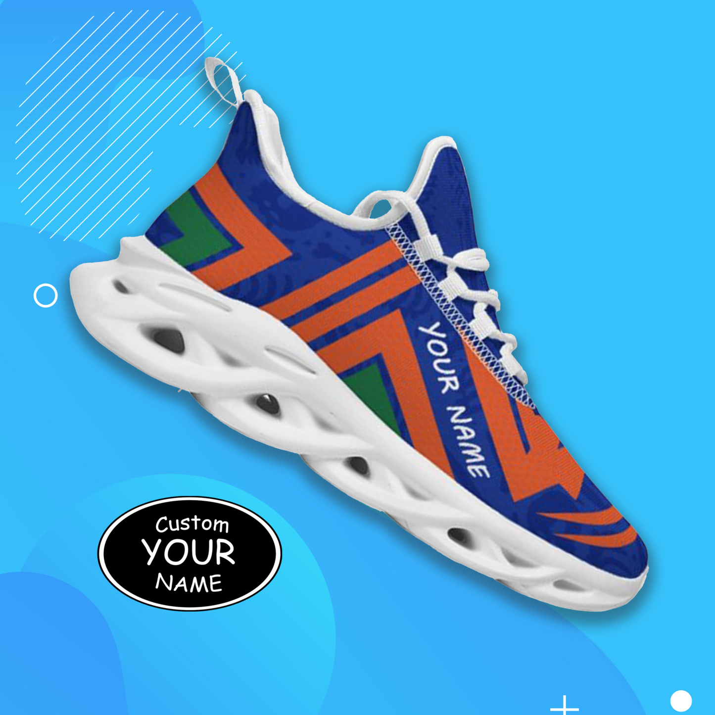 Max Sowl-25-cy-Gainesville-7-4, Personalized Florida Gators Custom Max Sowl Shoes, Personalized Sport Footwear, Custom Color-Blocked Running Shoes