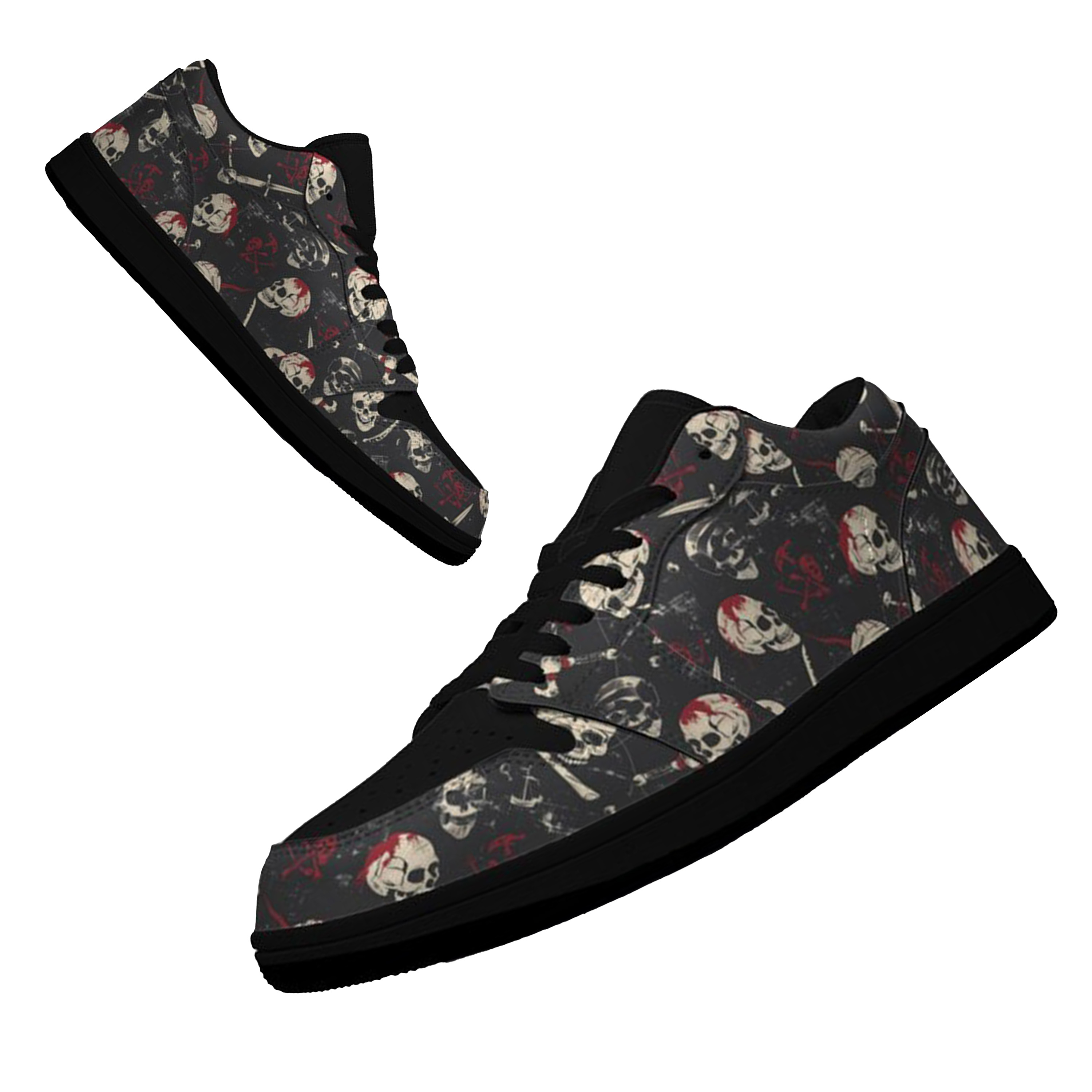 Jordan 1 Low-25-yy-skull-20, Jordan 1 Retro Low Sneakers, Personalized Gothic Shoes, Skull Design, Unisex Non Slip Walking Sneakers, Lightweight Breathable Running Shoes, Casual Sports Shoes, Unique Holidays Gifts