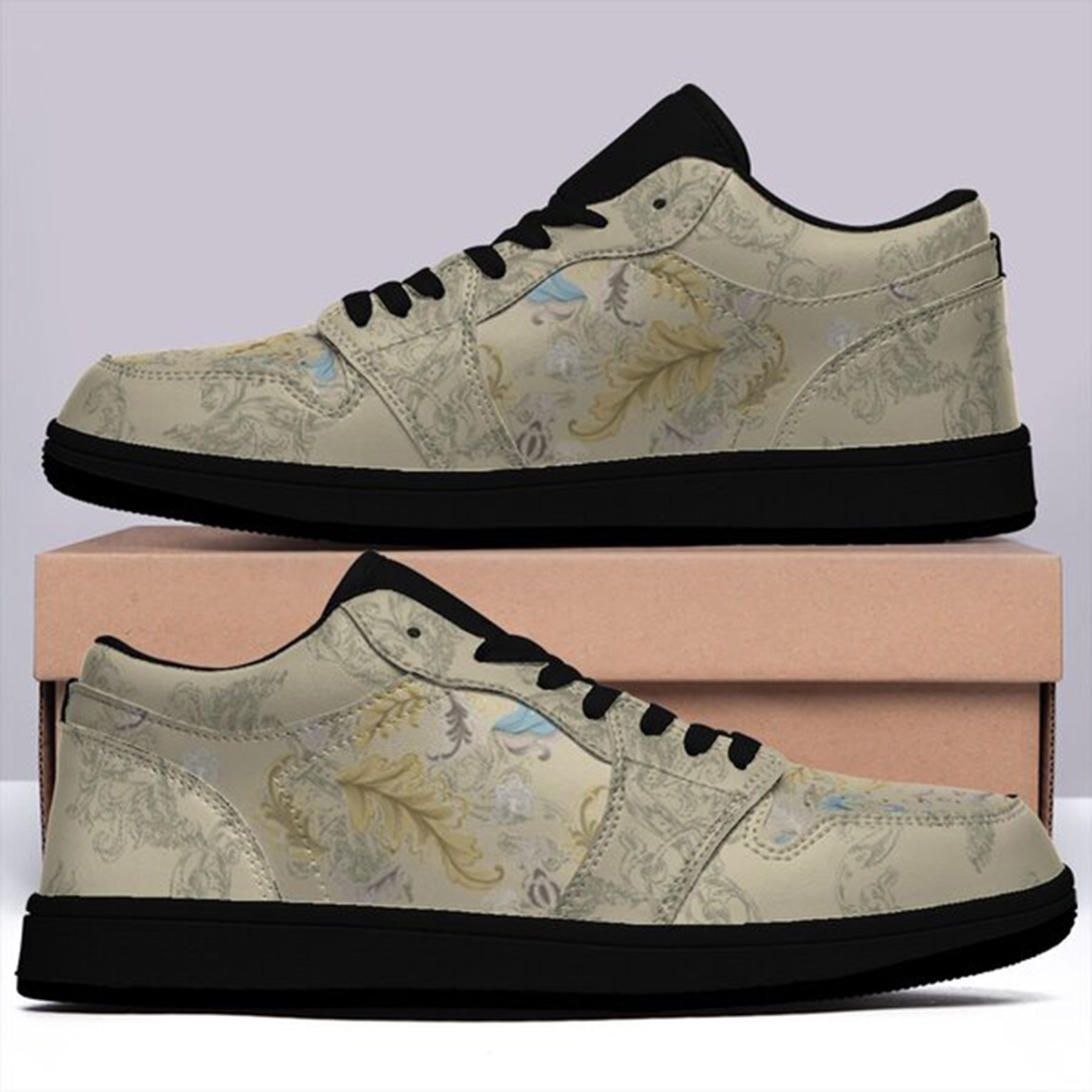 Jordan 1-25-cy-Quiet Luxe-6, Jordan 1 Retro Low Sneakers, Personalized Light Luxury Vintage Sneakers, Breathable Running Shoes, Printed Luxury-inspired Design, Anti-Slip Athletic Shoes, Lightweight Walking Sneakers