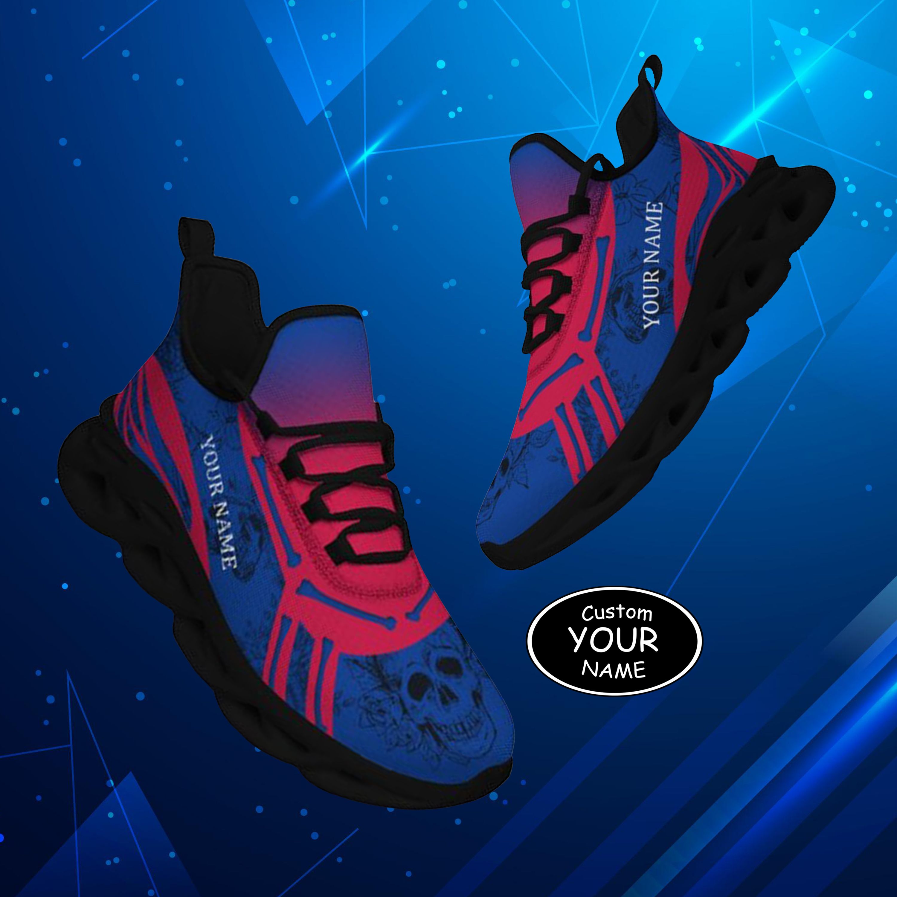 Personalized Buffalo Sneakers, Custom Breathable Walking Shoes, Patrio