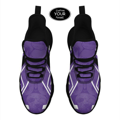 Max Sowl-25-yy-Evanston-21-5, Personalized Northwestern Wildcats Custom Max Sowl Shoes, Personalized Skull Sport Footwear, Custom Color-Blocked Running Shoes