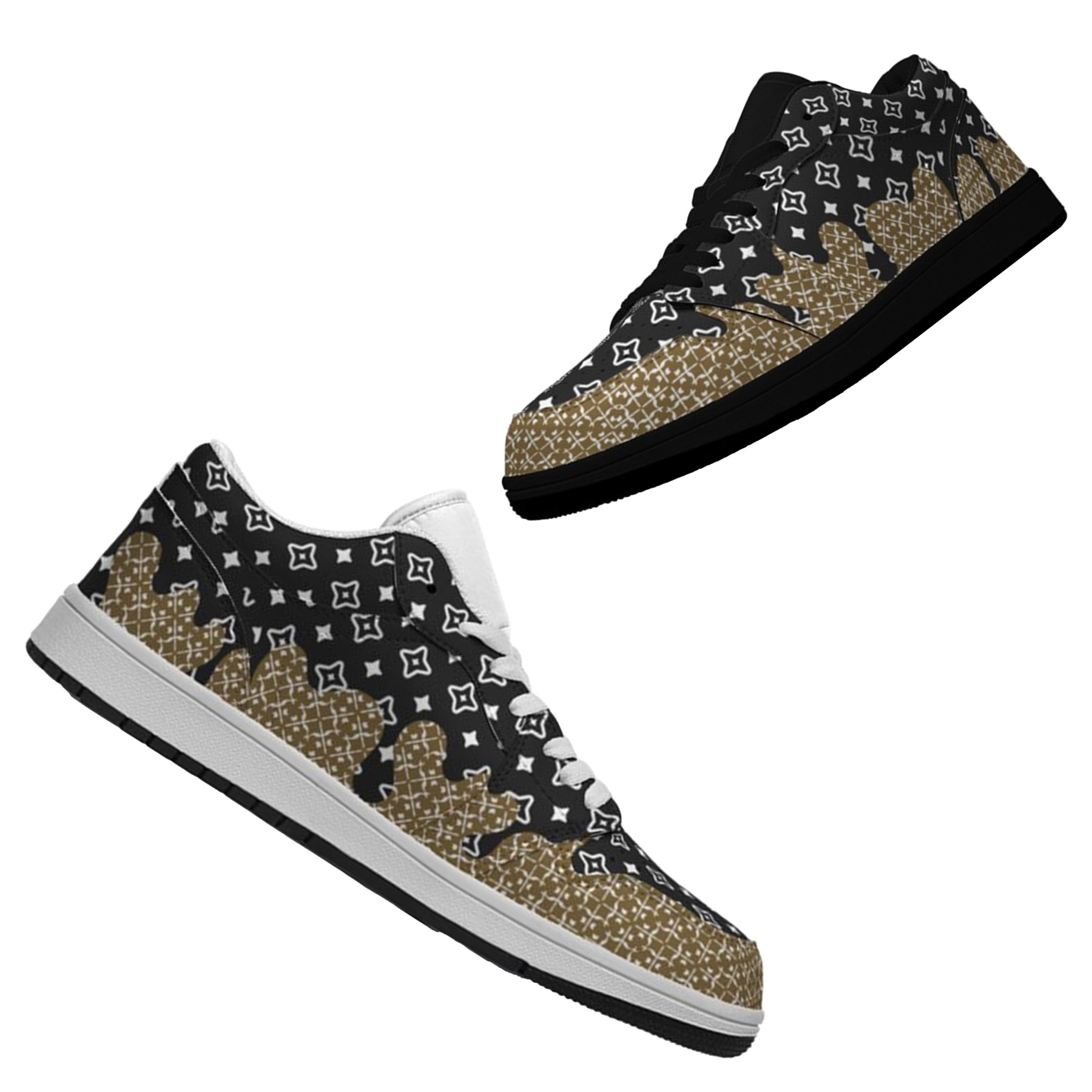 Jordan 1-25-yy-Quiet Luxe-4, Jordan 1 Retro Low Sneakers, Personalized Light Luxury Vintage Sneakers, Breathable Running Shoes, Printed Luxury-inspired Design, Anti-Slip Athletic Shoes, Lightweight Walking Sneakers