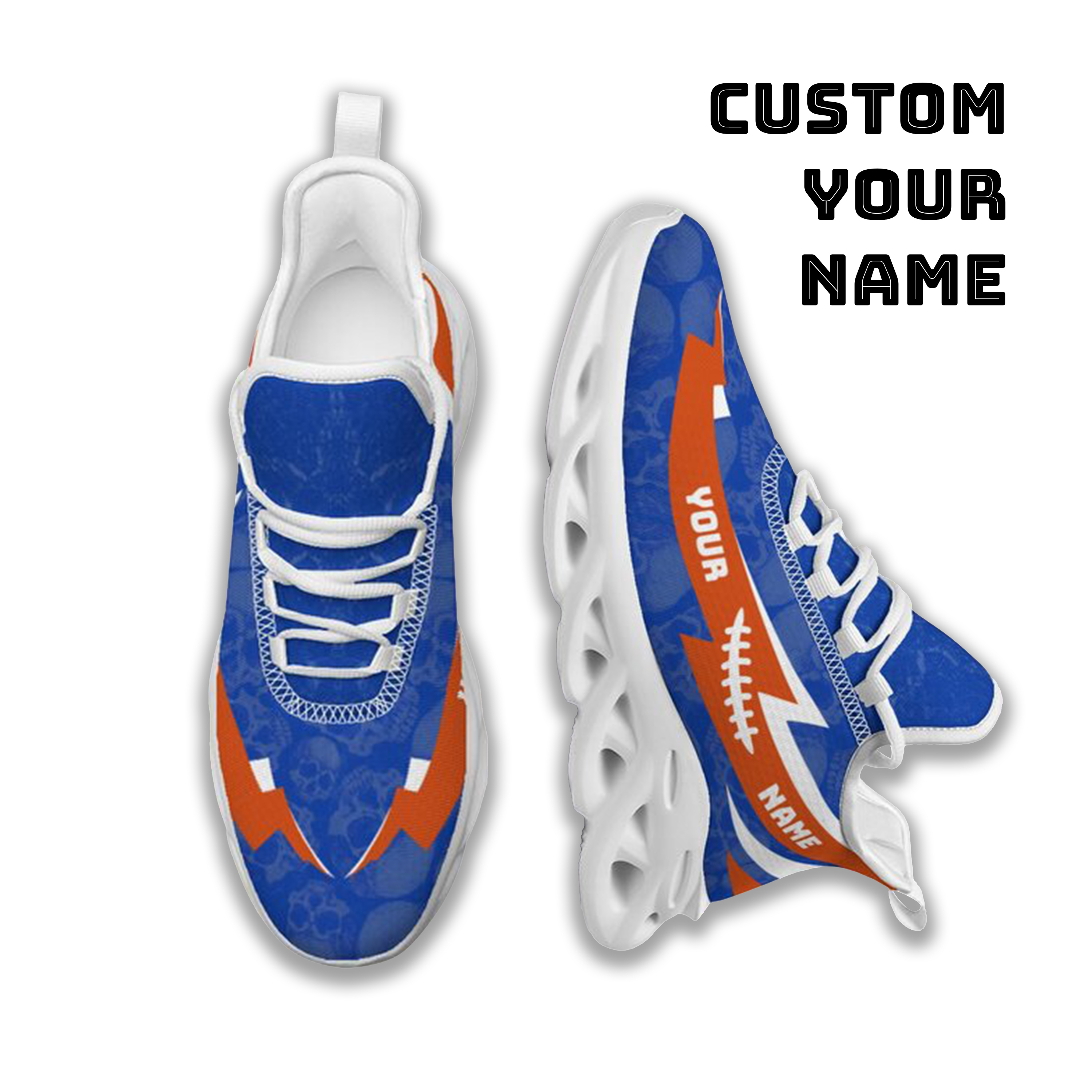 Max Sowl-25-cy-Boise-23-6, Personalized Boise State Broncos Custom Max Sowl Shoes, Personalized Skull Sport Footwear, Custom Color-Blocked Running Shoes