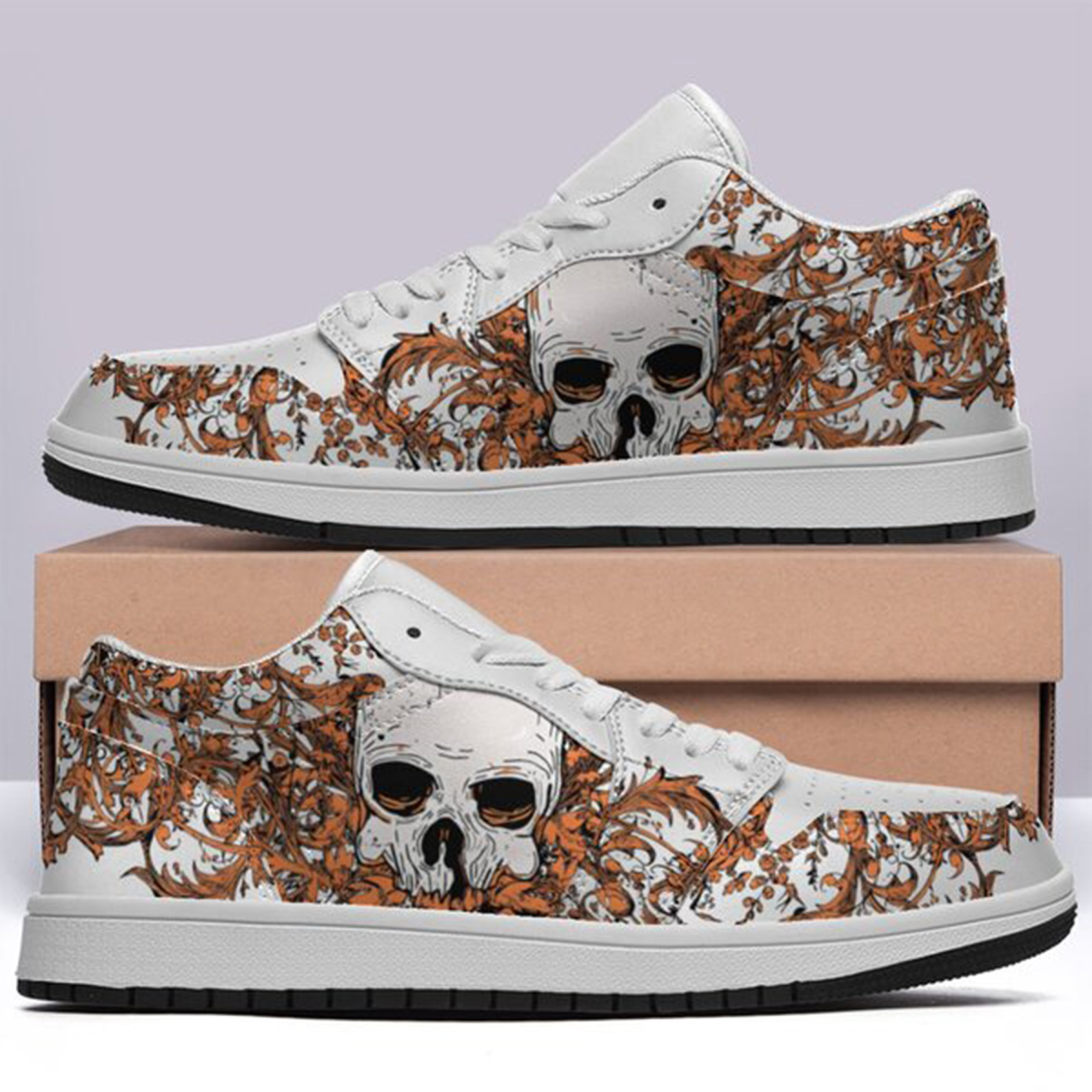 Jordan 1 Low-25-yy-skull-9, Jordan 1 Retro Low Sneakers, Personalized Gothic Shoes, Skull Design, Unisex Non Slip Walking Sneakers, Lightweight Breathable Running Shoes, Casual Sports Shoes, Unique Holidays Gifts