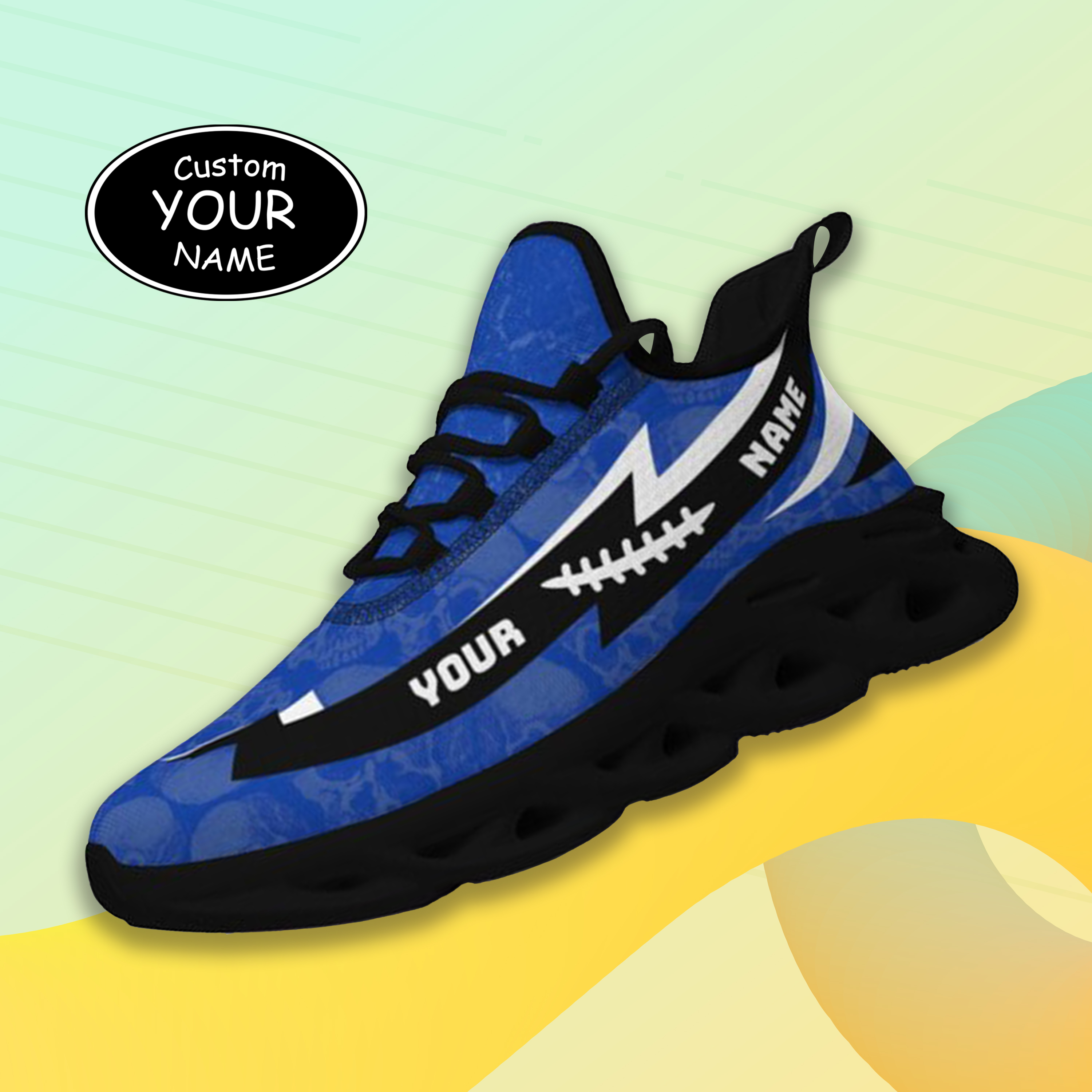 Max Sowl-25-cy-Lexington-12-6, Personalized Kentucky Wildcats Custom Max Sowl Shoes, Personalized Skull Sport Footwear, Custom Color-Blocked Running Shoes