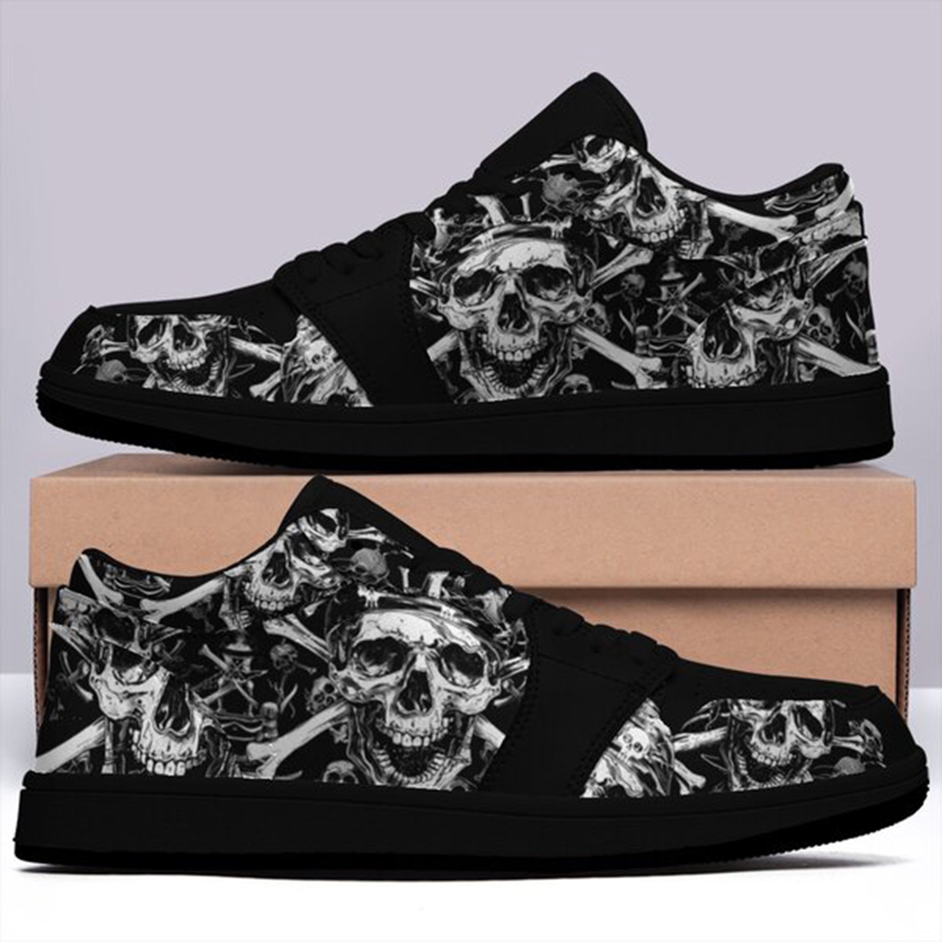 Jordan 1 Low-25-cy-skull-17, Jordan 1 Retro Low Sneakers, Personalized Gothic Shoes, Skull Design, Unisex Non Slip Walking Sneakers, Lightweight Breathable Running Shoes, Casual Sports Shoes, Unique Holidays Gifts