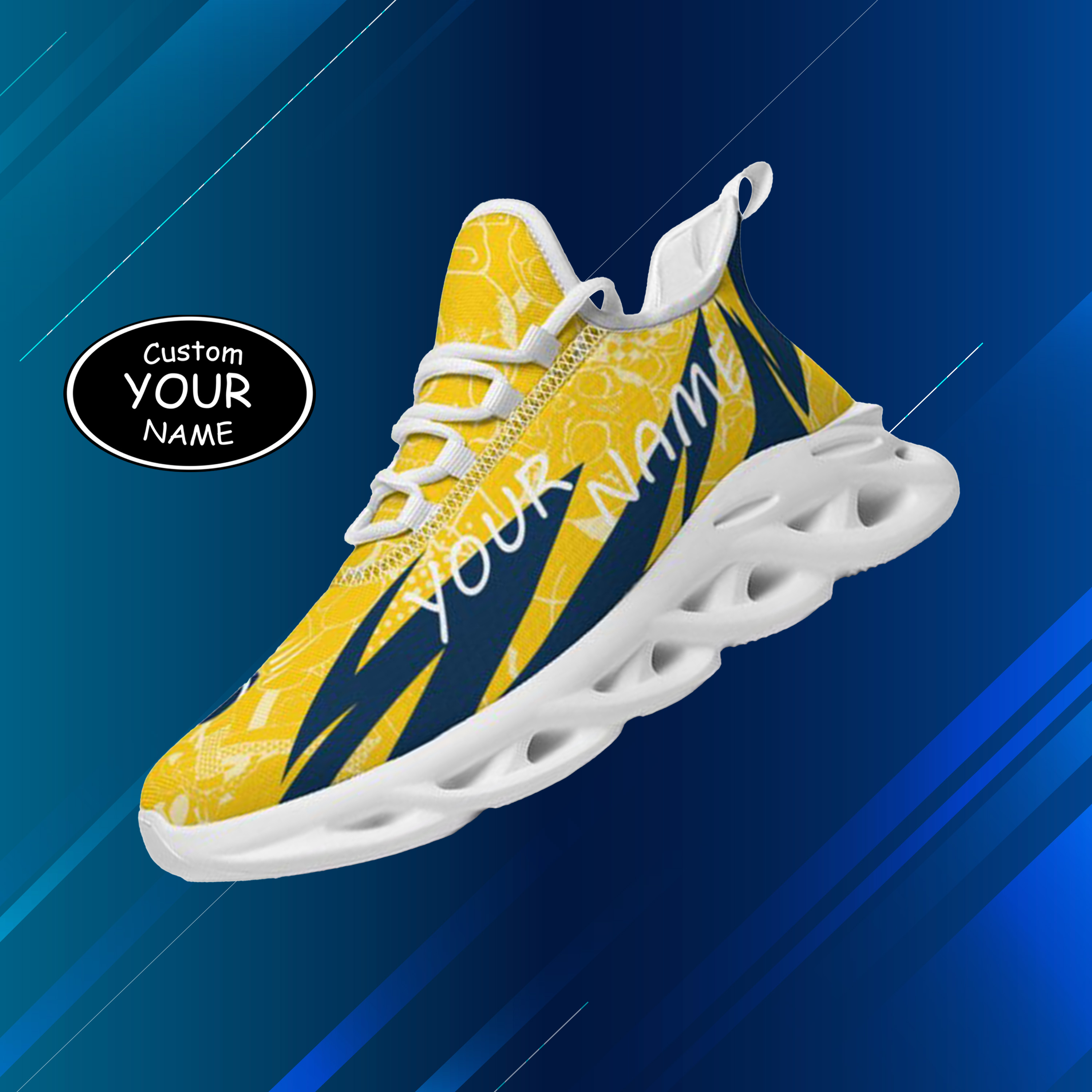 Max Sowl-25-yy-Ann Arbor-14-4, Personalized Michigan Wolverines Custom Max Sowl Shoes, Personalized Sport Footwear, Custom Color-Blocked Running Shoes
