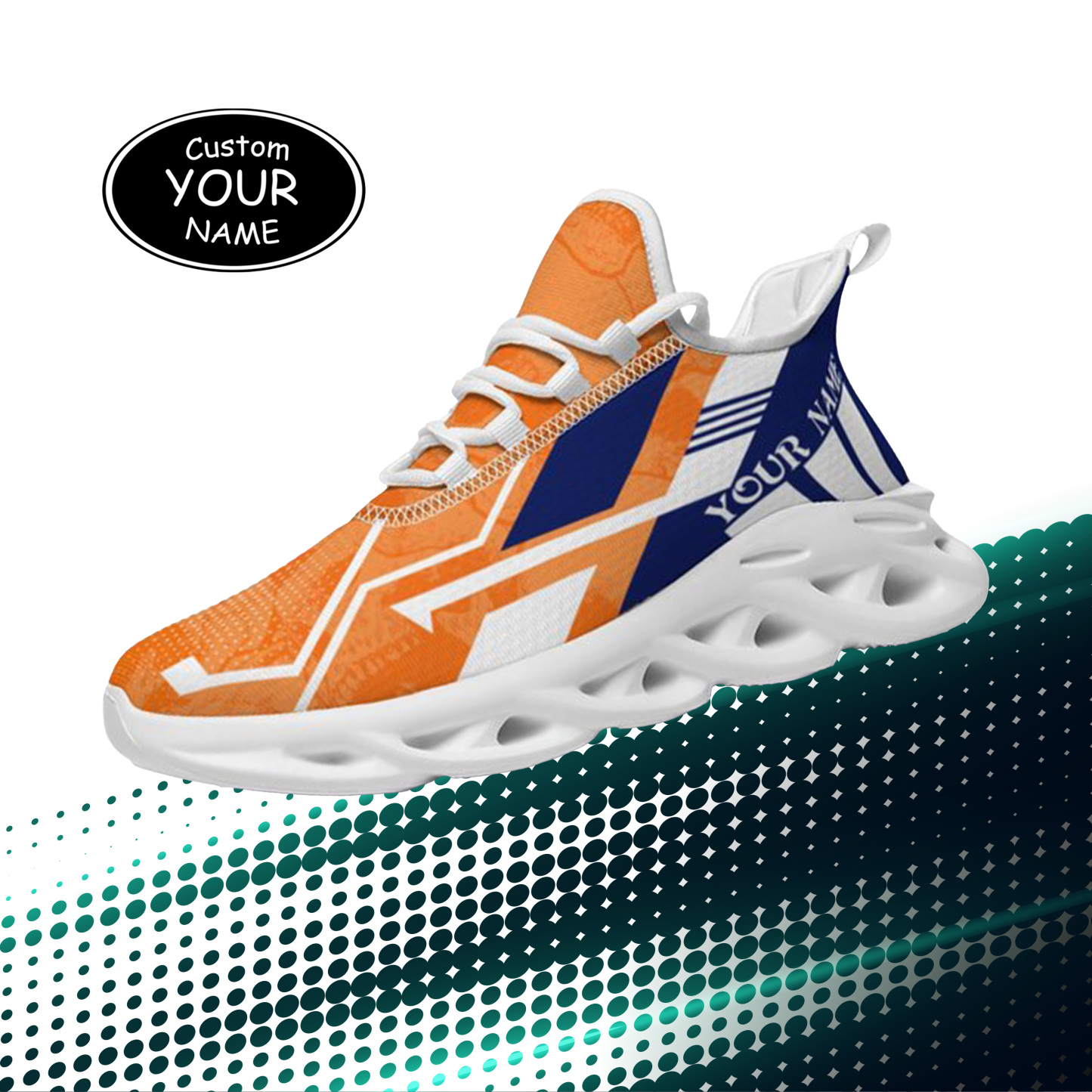 Personalized Syracuse Orange Custom Max Sowl Shoes, Personalized Skull Sport Footwear, Custom Color-Blocked Running Shoes