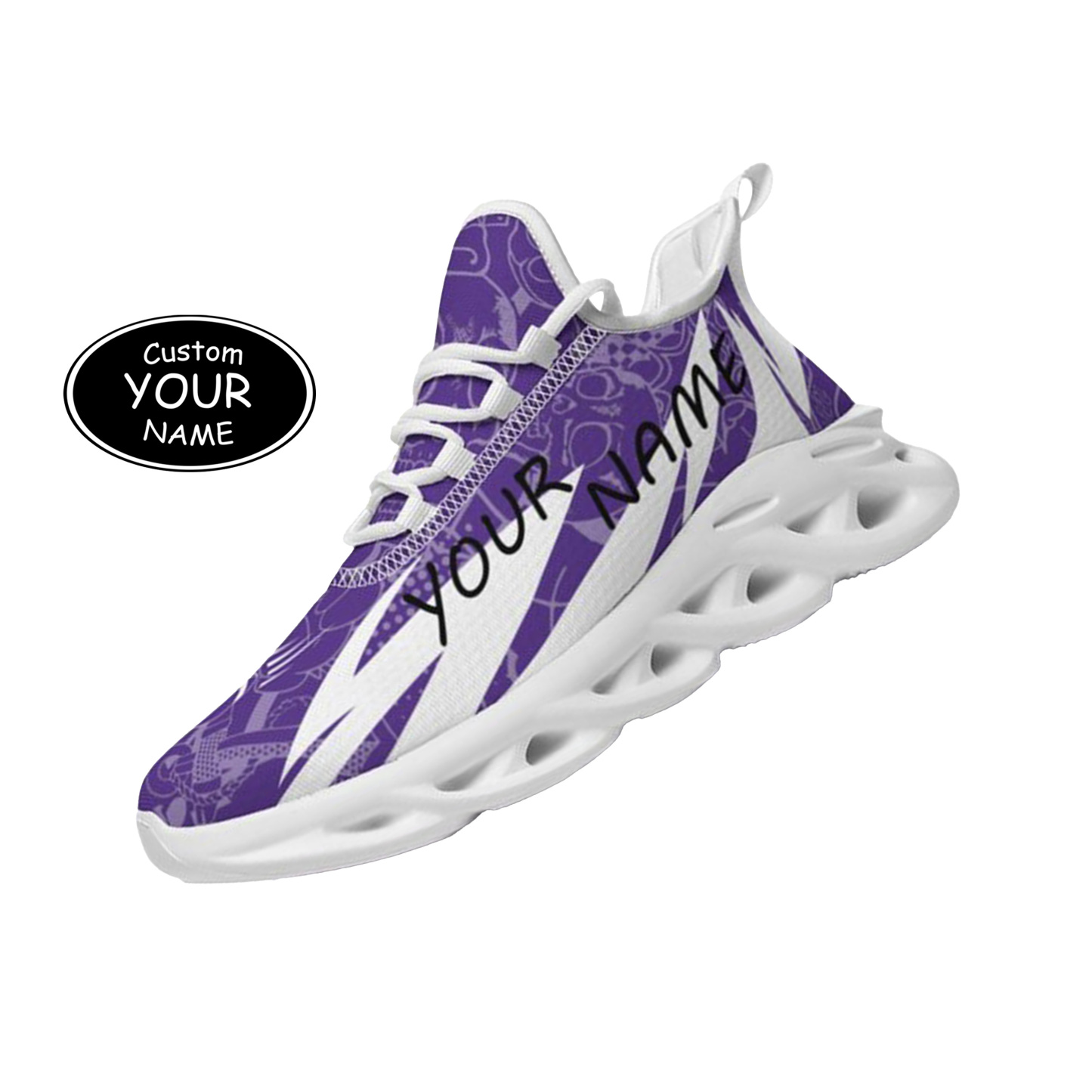 Max Sowl-25-yy-Evanston-21-4, Personalized Northwestern Wildcats Custom Max Sowl Shoes, Personalized Sport Footwear, Custom Color-Blocked Running Shoes