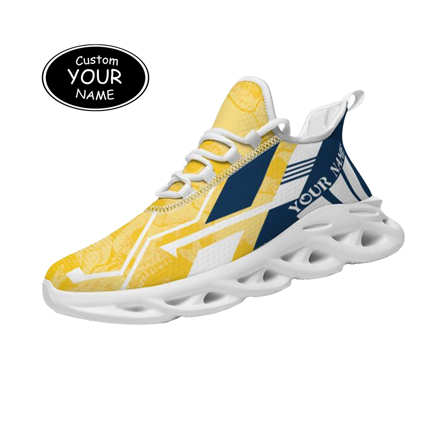 Max Sowl-25-yy-Ann Arbor-14-5, Personalized Michigan Wolverines Custom Max Sowl Shoes, Personalized Skull Sport Footwear, Custom Color-Blocked Running Shoes