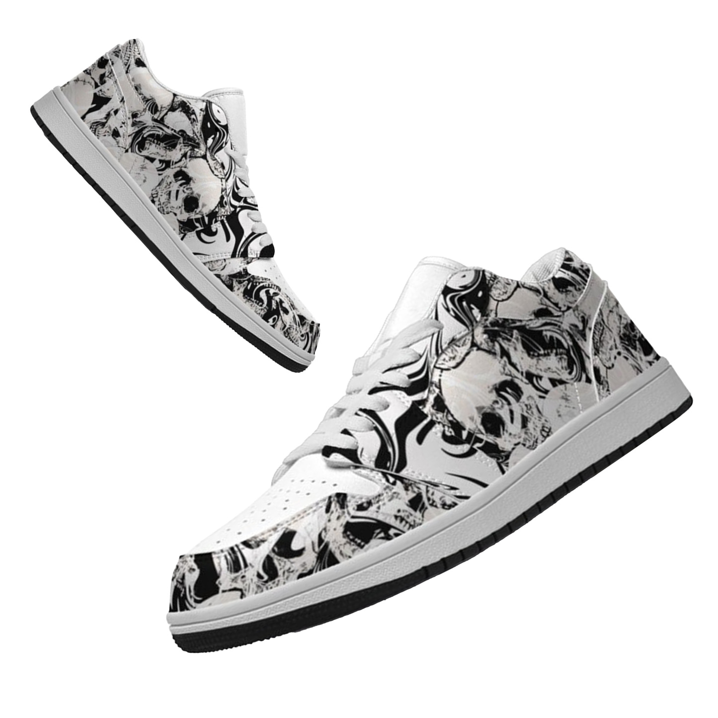 Jordan 1 Low-25-yy-skull-17, Jordan 1 Retro Low Sneakers, Personalized Gothic Shoes, Skull Design, Unisex Non Slip Walking Sneakers, Lightweight Breathable Running Shoes, Casual Sports Shoes, Unique Holidays Gifts