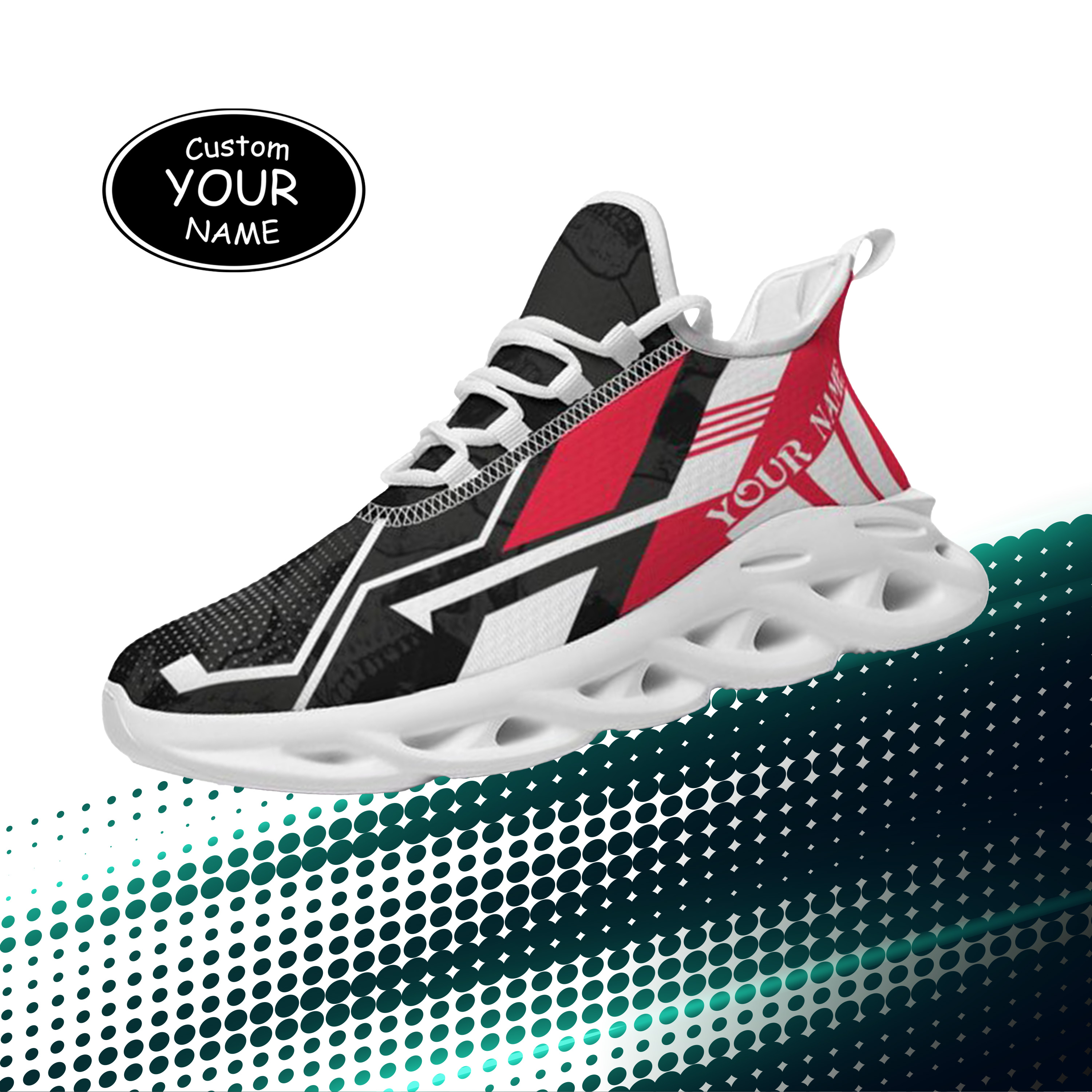 Max Sowl-25-yy-Cincinnati-24-5, Personalized Cincinnati Bearcats Custom Max Sowl Shoes, Personalized Skull Sport Footwear, Custom Color-Blocked Running Shoes