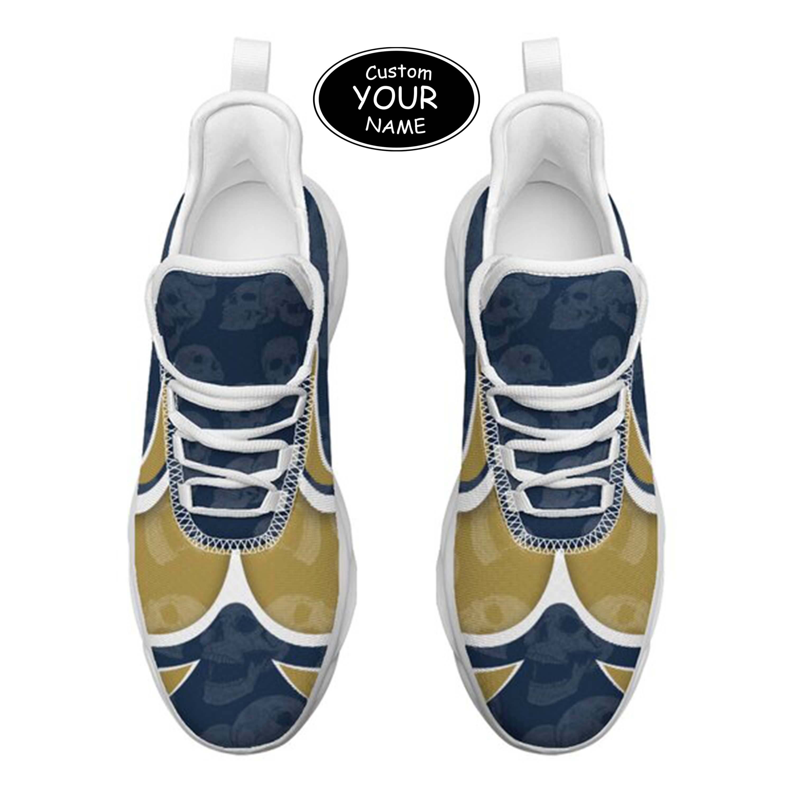 Max Sowl-25-cy-South Bend-5-5, Personalized Notre Dame Fighting Irish Custom Max Sowl Shoes, Personalized Skull Sport Footwear, Custom Color-Blocked Running Shoes