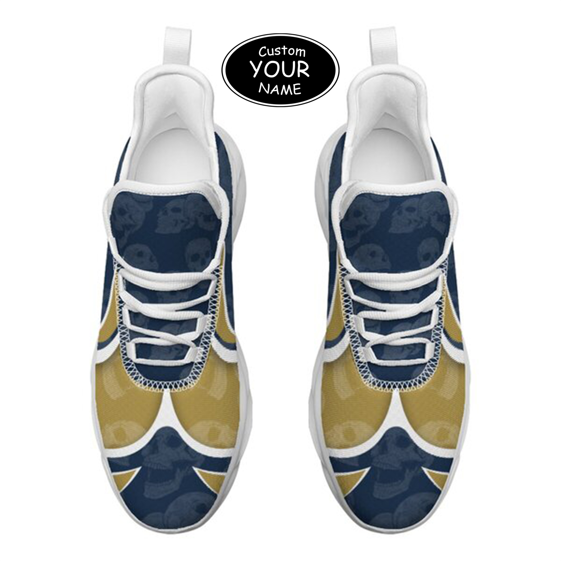 Max Sowl-25-cy-South Bend-5-5, Personalized Notre Dame Fighting Irish Custom Max Sowl Shoes, Personalized Skull Sport Footwear, Custom Color-Blocked Running Shoes