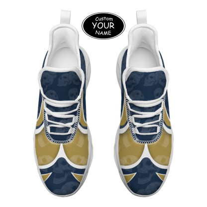 Max Sowl-25-cy-South Bend-5-5, Personalized Notre Dame Fighting Irish Custom Max Sowl Shoes, Personalized Skull Sport Footwear, Custom Color-Blocked Running Shoes