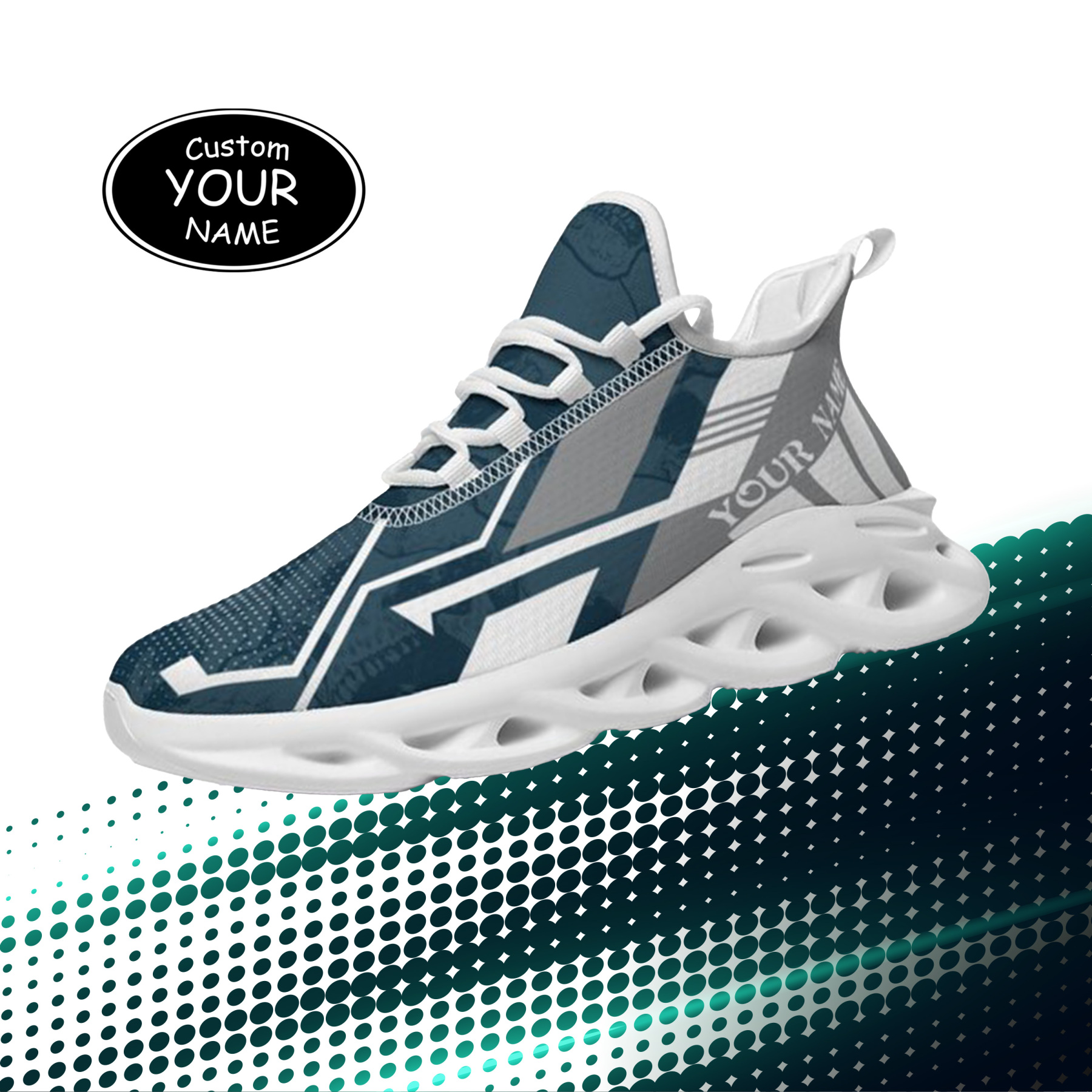 Personalized Utah State Aggies Custom Max Sowl Shoes, Personalized Skull Sport Footwear, Custom Color-Blocked Running Shoes