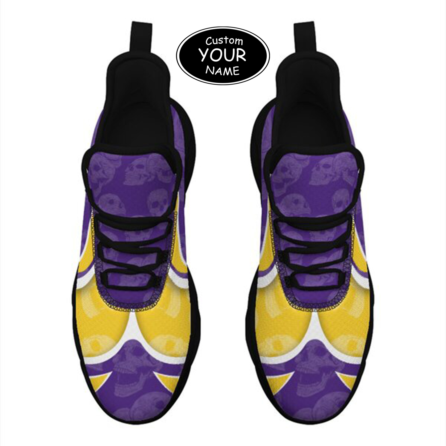 Max Sowl-25-cy-Baton Rouge-6-5, Personalized LSU Tigers Custom Max Sowl Shoes, Personalized Skull Sport Footwear, Custom Color-Blocked Running Shoes