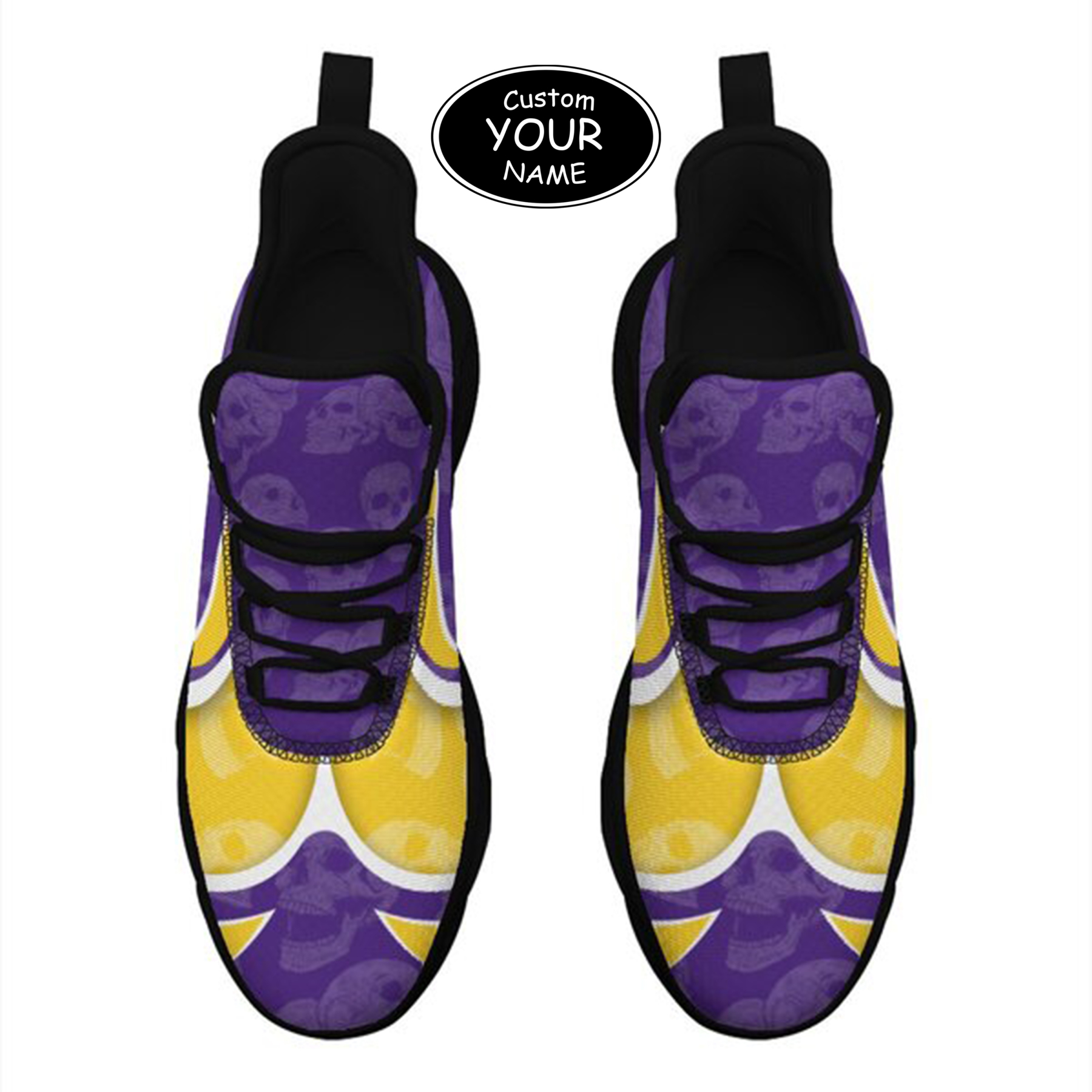 Max Sowl-25-cy-Baton Rouge-6-5, Personalized LSU Tigers Custom Max Sowl Shoes, Personalized Skull Sport Footwear, Custom Color-Blocked Running Shoes