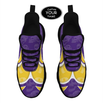 Max Sowl-25-cy-Baton Rouge-6-5, Personalized LSU Tigers Custom Max Sowl Shoes, Personalized Skull Sport Footwear, Custom Color-Blocked Running Shoes