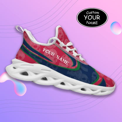 Max Sowl-25-cy-Fresno-18-5, Personalized Fresno State Bulldogs Custom Max Sowl Shoes, Personalized Skull Sport Footwear, Custom Color-Blocked Running Shoes