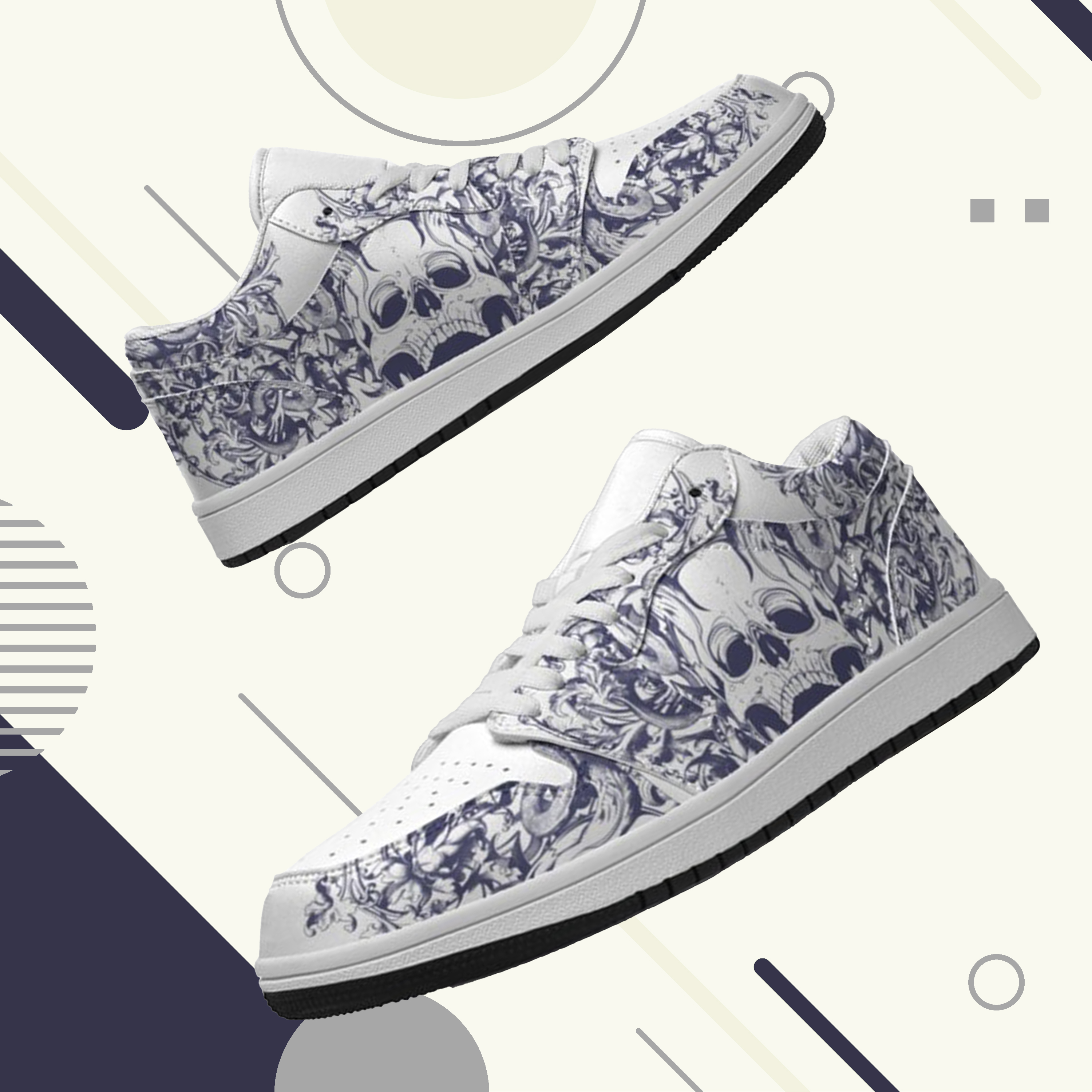 Jordan 1 Low-25-cy-skull-12, Jordan 1 Retro Low Sneakers, Personalized Gothic Shoes, Skull Design, Unisex Non Slip Walking Sneakers, Lightweight Breathable Running Shoes, Casual Sports Shoes, Unique Holidays Gifts