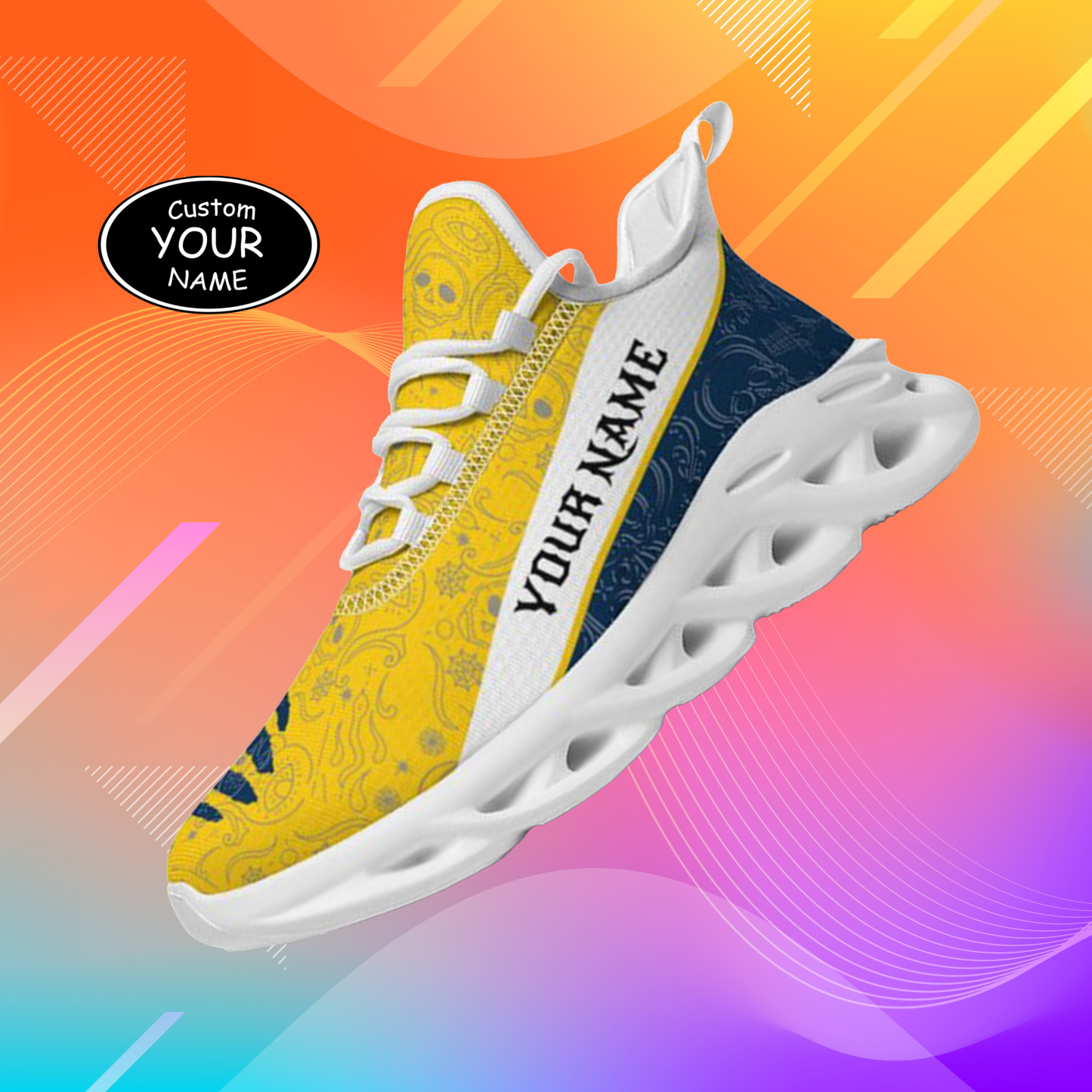 Personalized Michigan Wolverines Custom Max Sowl Shoes, Patriotic Running Sneakers, Custom Comfortable Walking Shoes