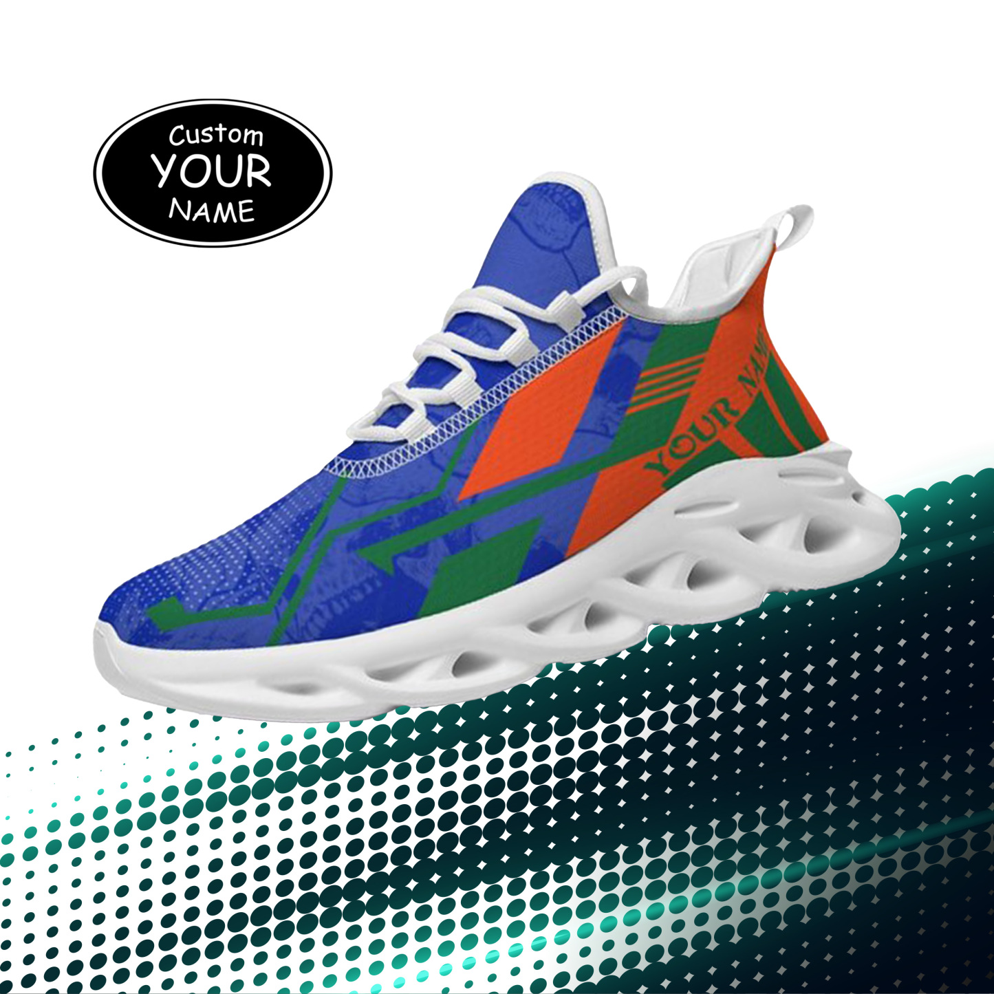 Personalized Florida Gators Custom Max Sowl Shoes, Personalized Skull Sport Footwear, Custom Color-Blocked Running Shoes