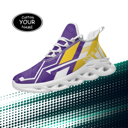 Personalized LSU Tigers Custom Max Sowl Shoes, Personalized Skull Sport Footwear, Custom Color-Blocked Running Shoes
