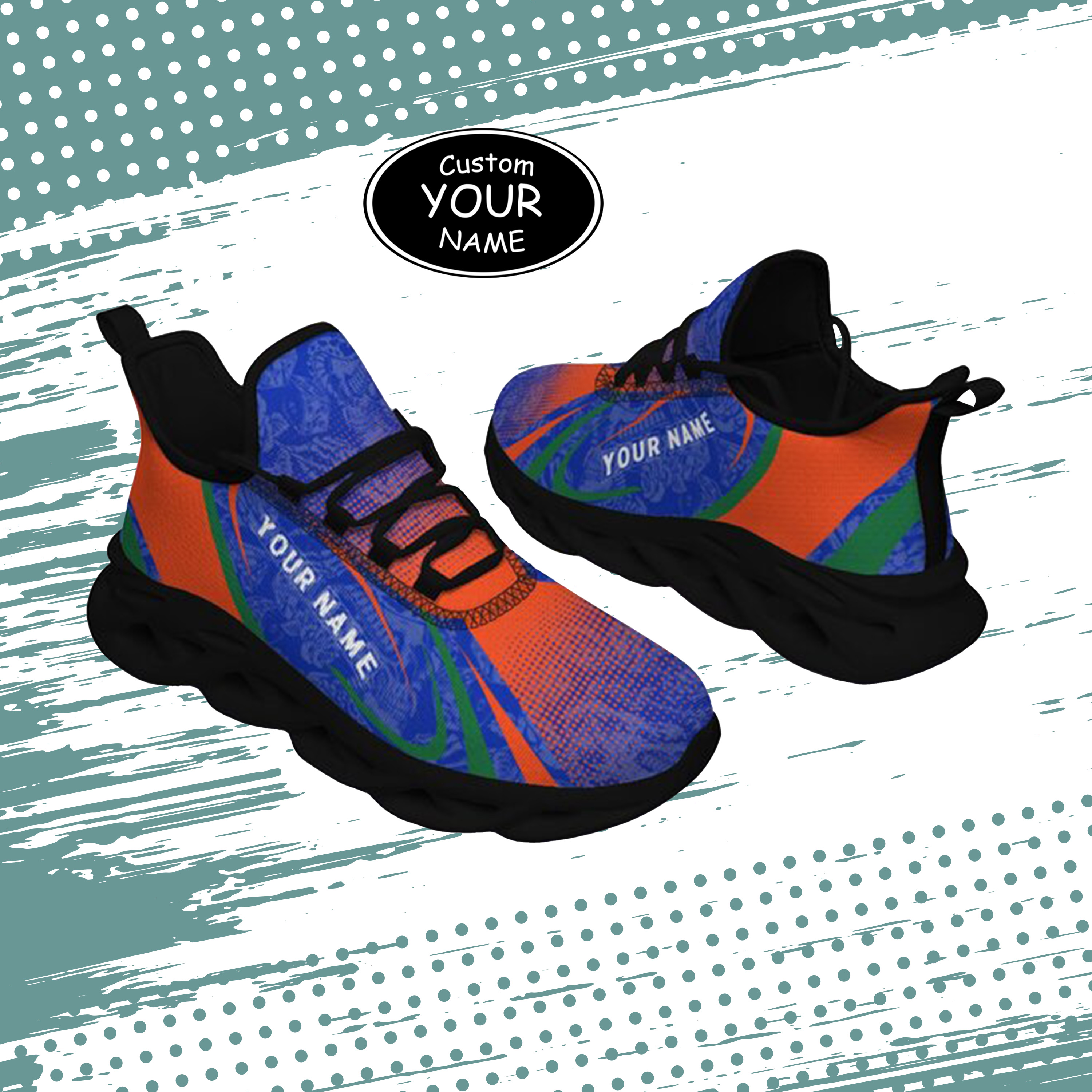 Max Sowl-25-yy-Gainesville-7-6, Personalized Florida Gators Custom Max Sowl Shoes, Personalized Skull Sport Footwear, Custom Color-Blocked Running Shoes