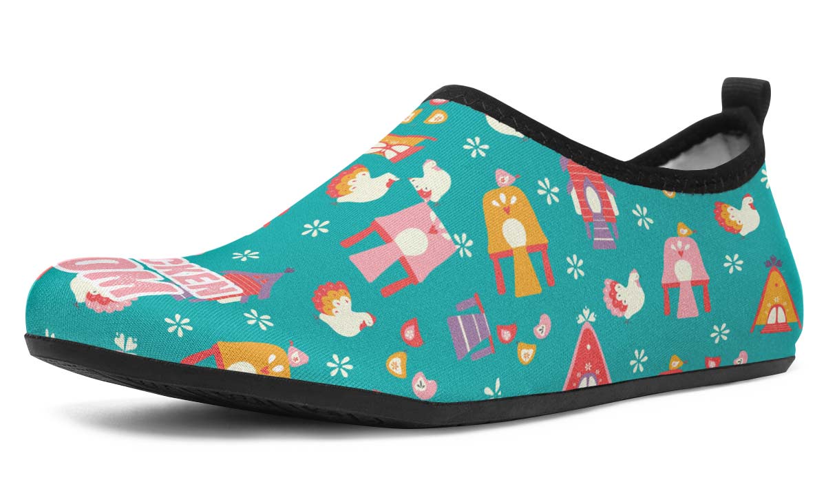 Chicken Mom Aqua Barefoot Shoes